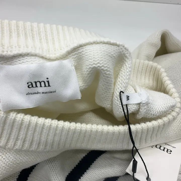 AMI AMIPARIS Heart Logo Striped Knit Sweater -2507 Size US M / EU 48-50 / 2 - 3 Thumbnail