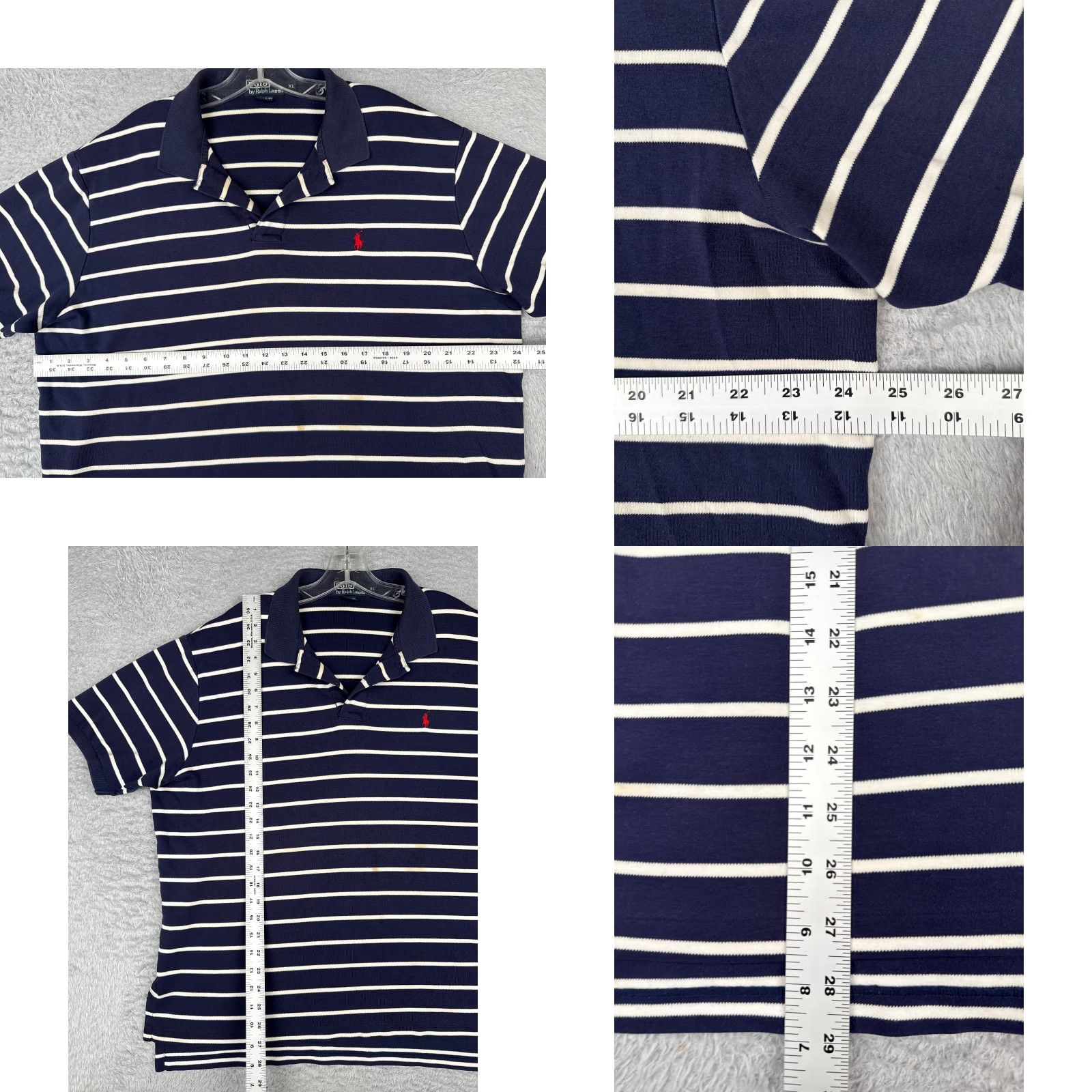 Ralph Lauren VINTAGE Ralph Lauren Polo Shirt Men XL Blue White Stripe 100% Cotton Slim Classic Logo Size US XL / EU 56 / 4 - 8 Thumbnail
