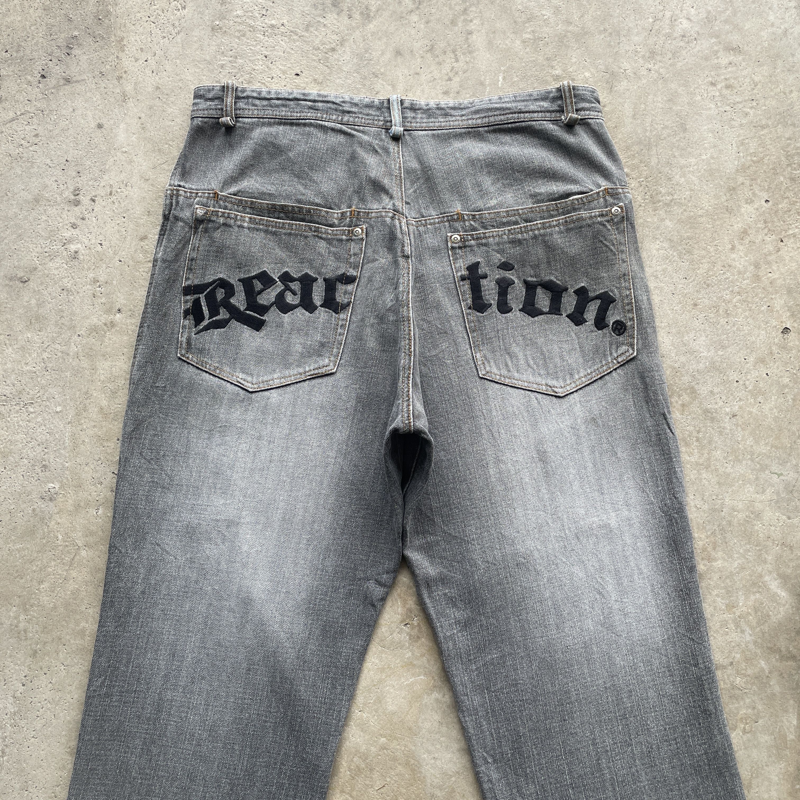 Japanese Brand W35 VINTAGE JAPAN REACTION FADED GREY BAGGY JEANS PANTS Size US 35 - 11 Thumbnail