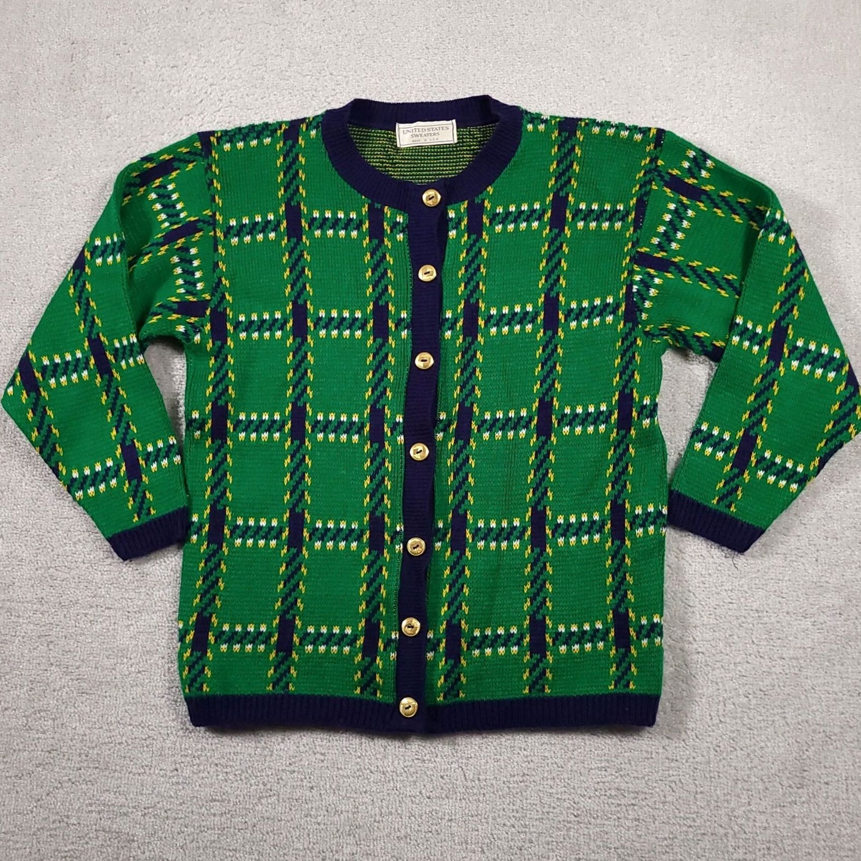 Vintage VINTAGE United States Cardigan Shirt Womens Medium Green Check Button Front USA Knit Sweater Cardigan Womens Regular M Green Check Pattern 90s? Size M / US 6-8 / IT 42-44 - 2 Thumbnail