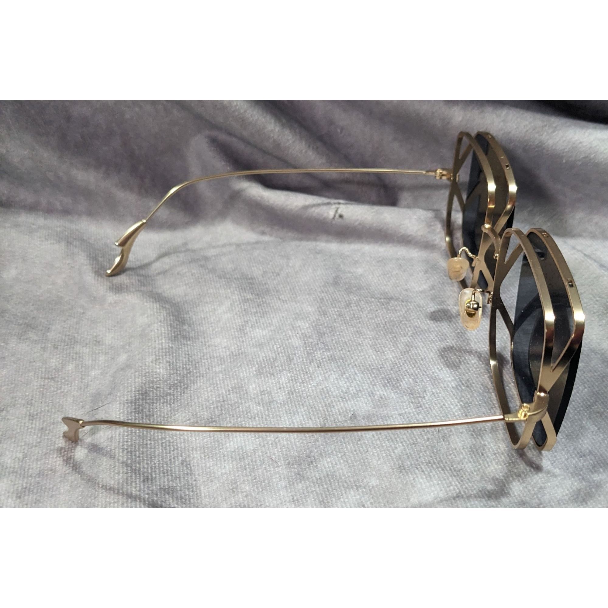 Other Unique Retro Double Lens Frame Gold Tone Square Sunglasses Size ONE SIZE - 3 Thumbnail