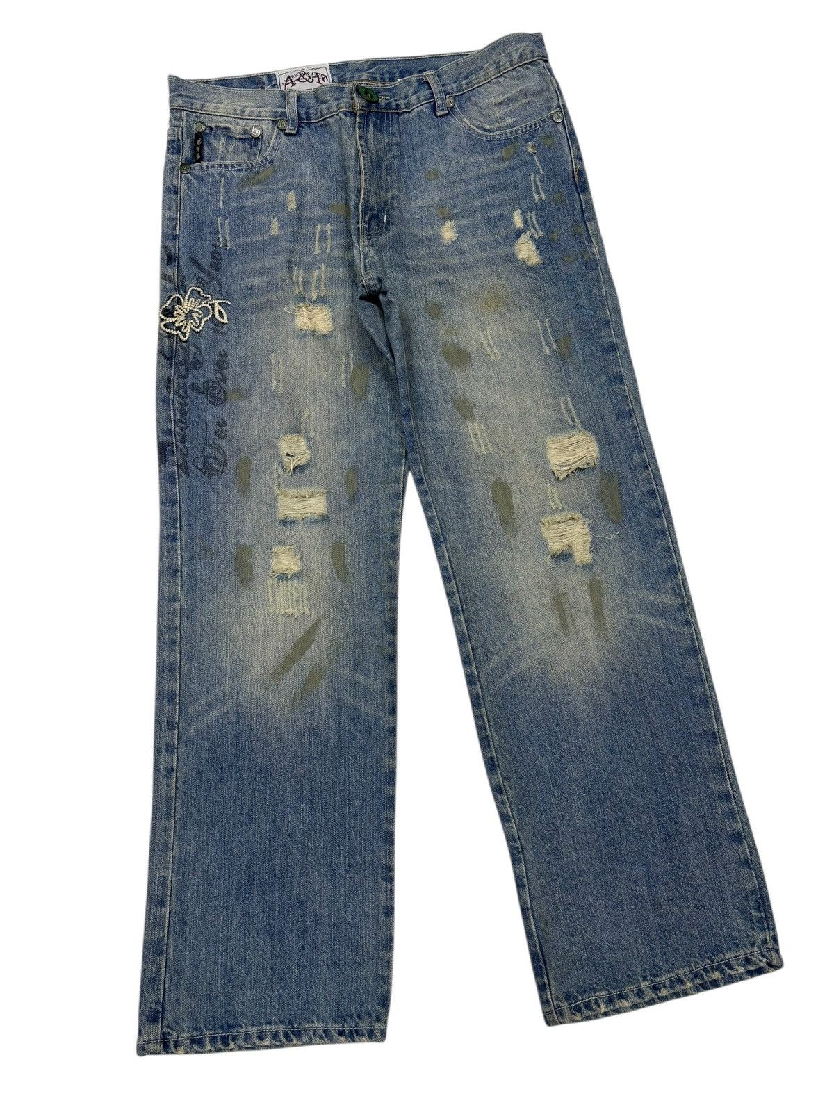 Acne Studios BAGGY FLARE DISTRESS PAINTER JEANS ABERCROMBIE & FITCH STYLE Size US 35 - 3 Thumbnail