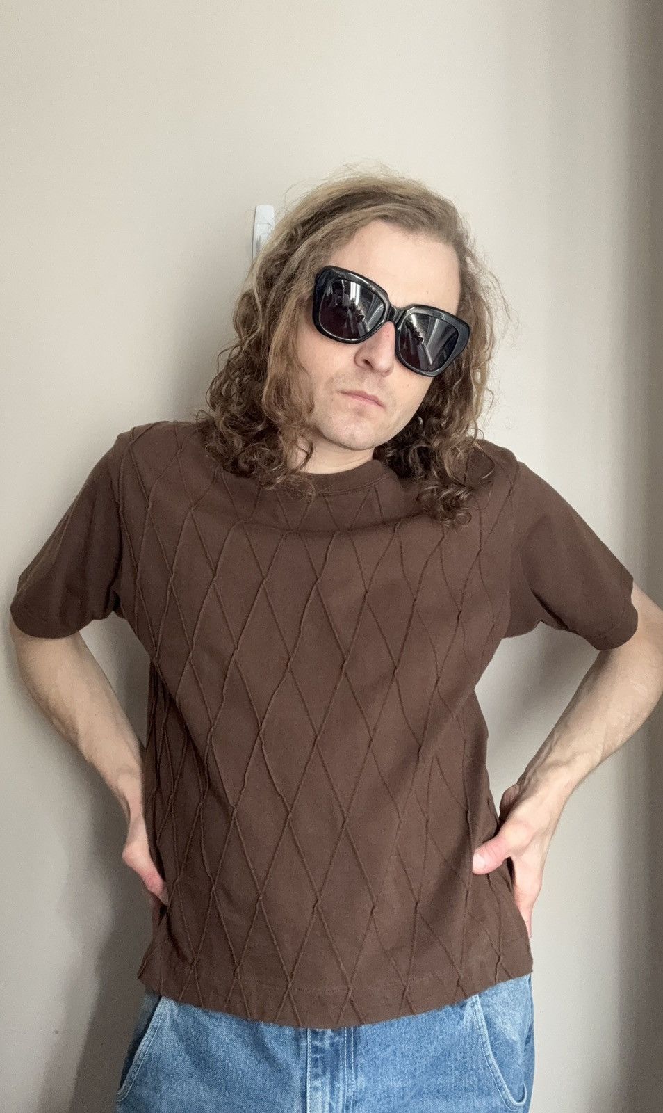 Issey Miyake Issey Miyake Men SS02 Textured Diamond Knit Tee Size US M / EU 48-50 / 2 - 18 Thumbnail