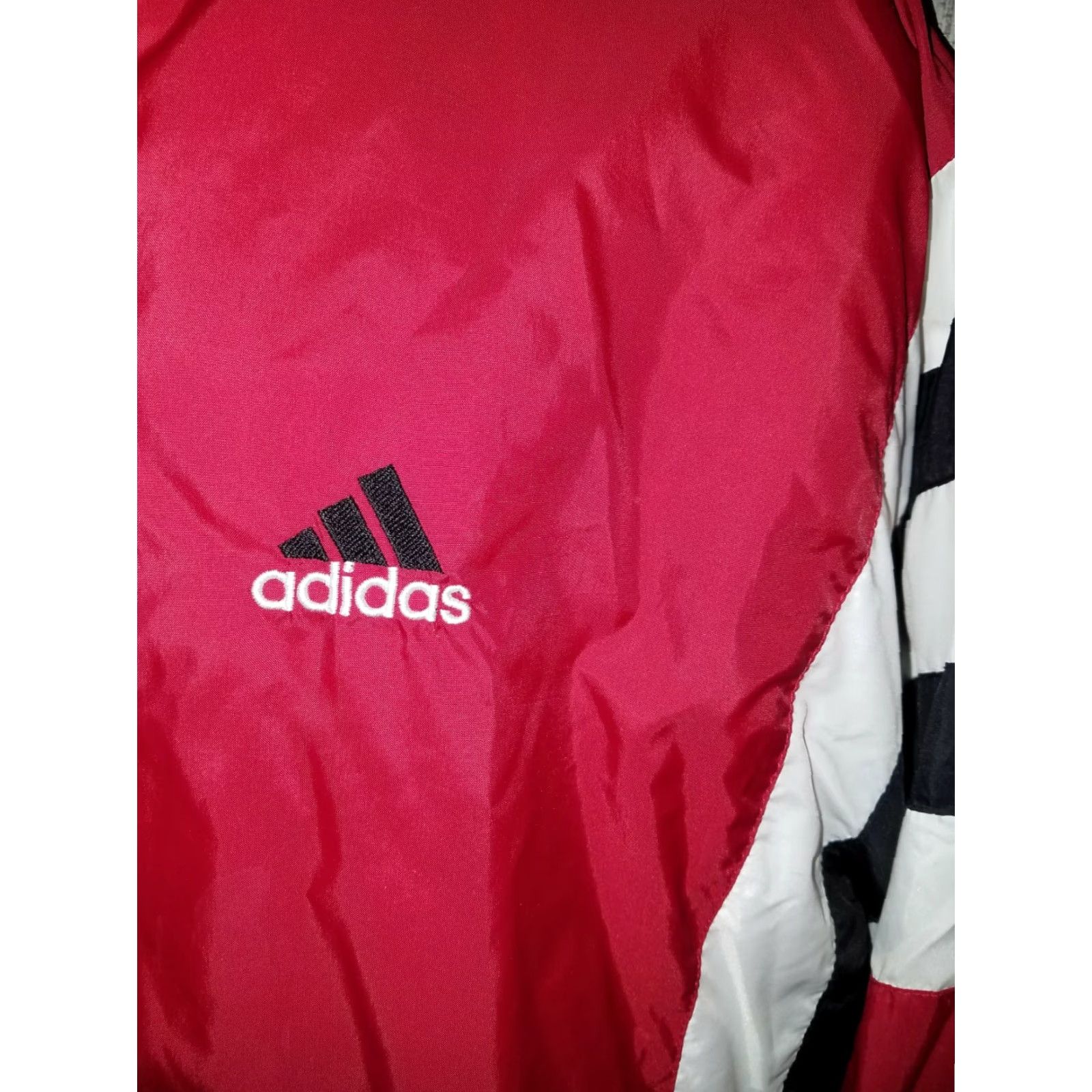 Adidas VINTAGE adidas Windbreaker Jacket Mens L Red/ White/ Black Track Style Polyester Coat Size US L / EU 52-54 / 3 - 3 Thumbnail