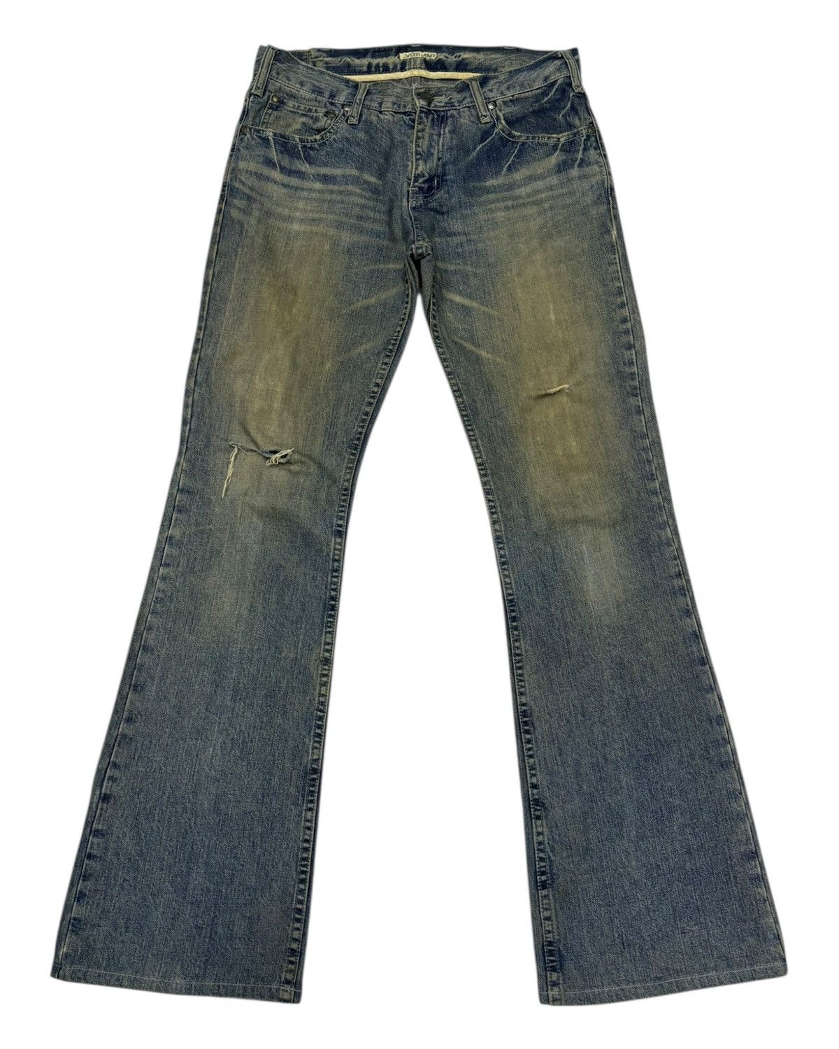 14th Addiction × If Six Was Nine × Kapital FLARE RUSTY LONDON DENIM MUD WASH FLARED JEANS Size US 31 - 1 Thumbnail