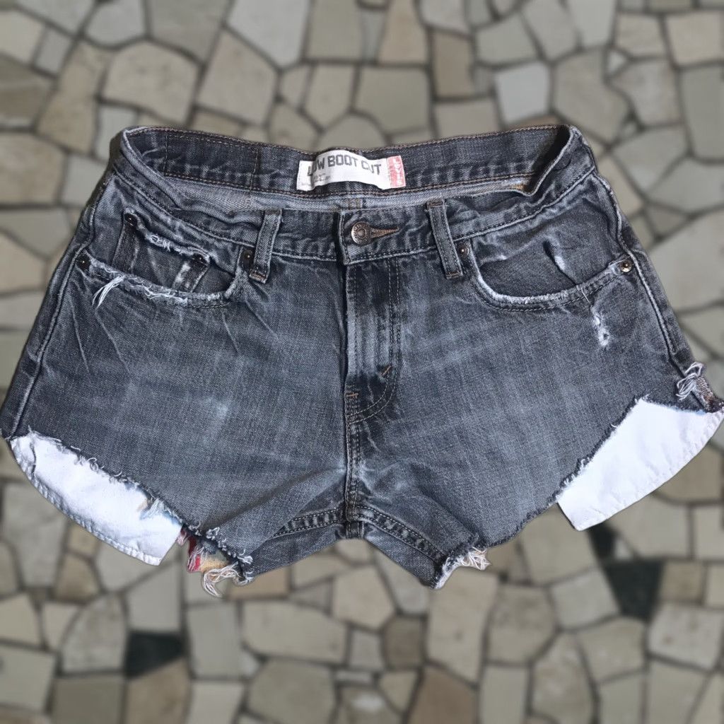 Levi's VINTAGE Levi's 527 Cut-Off Shorts Denim Woman 28 Black 90s Raw Hems 5-Pocket Shape Ladies Size 28" / US 6 / IT 42 - 1 Thumbnail