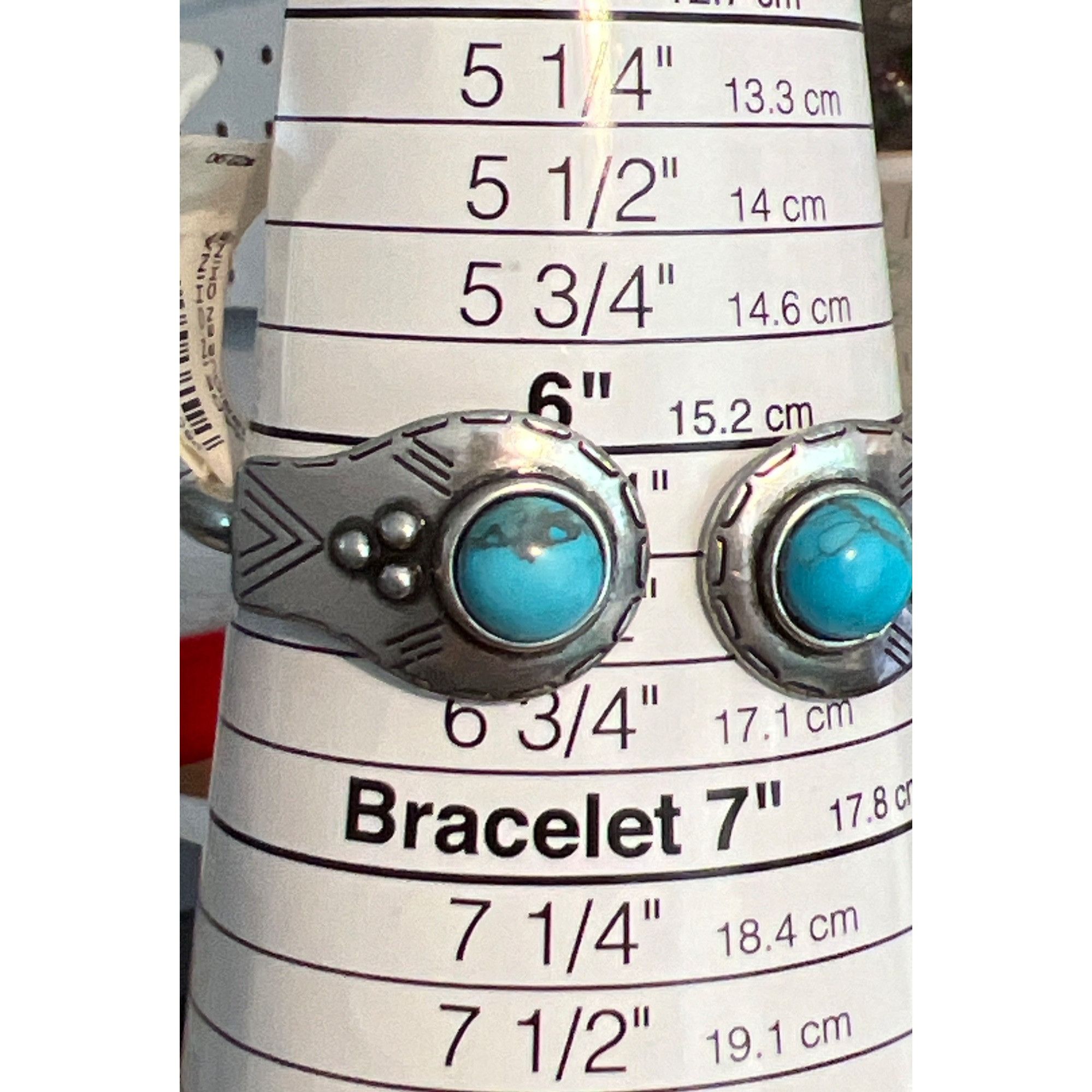 Express Express Silver Tone Faux Turquoise Hinged Cuff Bracelet Sout Size ONE SIZE - 6 Thumbnail