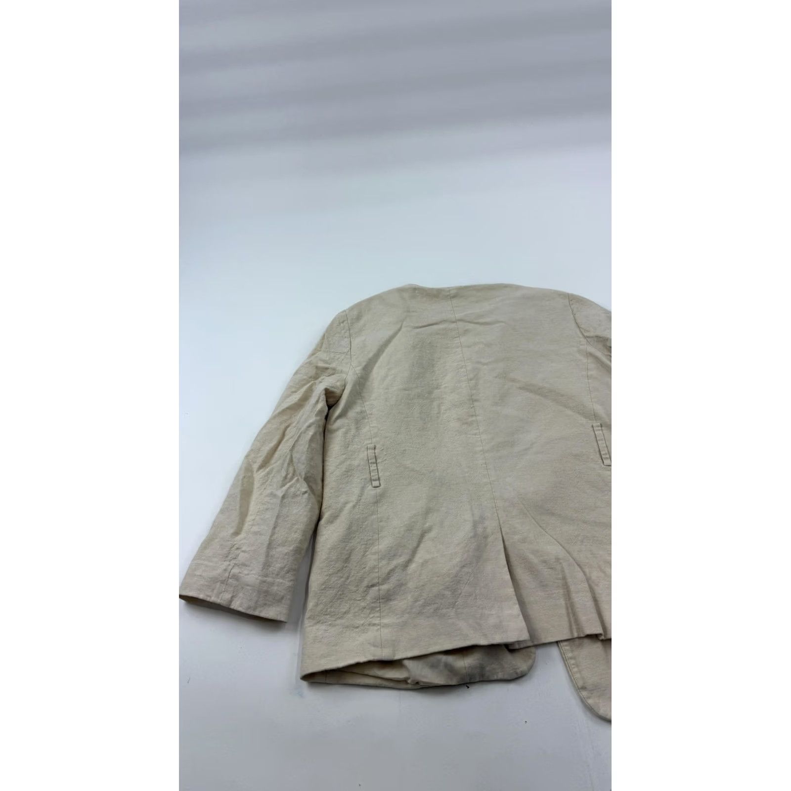 Banana Republic Banana Republic Blazer Womens 8 Beige Linen Blend Open Front Lined Casual Jacket Size M / US 6-8 / IT 42-44 - 7 Thumbnail