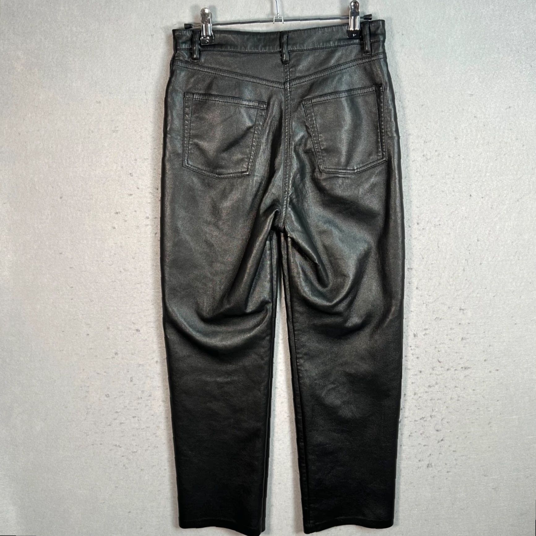 Vintage Wilfred Faux Leather Black High-Waisted Straight-Leg Pants Womens Size 2 Size 26" / US 2 / IT 38 - 2 Thumbnail