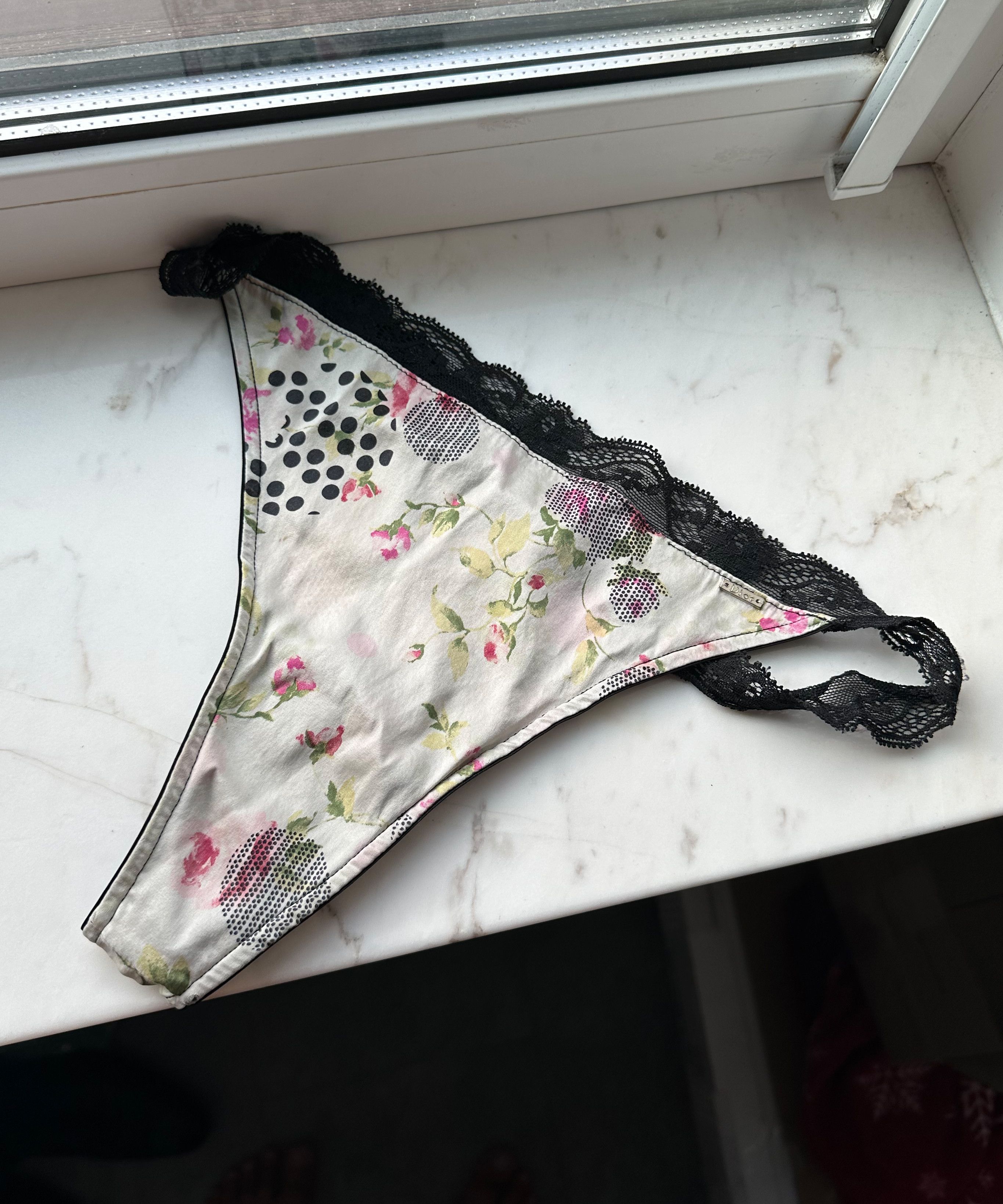 Dior 🔴 DIOR Underwear Logo Bikini Printed Silk Intimates Black Size ONE SIZE - 1 Thumbnail