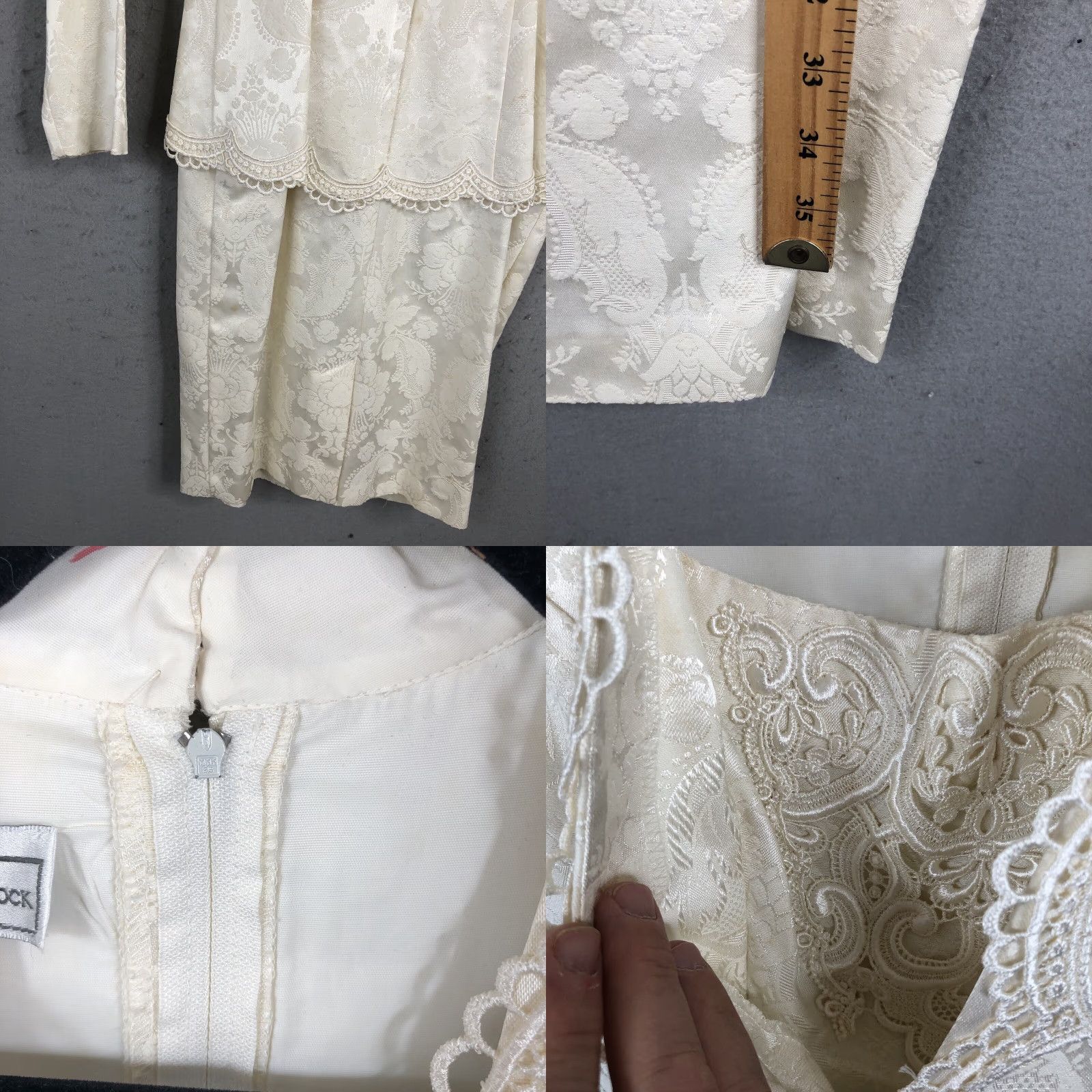 Vintage VINTAGE Scott McClintock Dress Womens 4 Cream Victorian Romantic Formal Dress Knee Length Ivory Damask Pencil Dress 80s Wedding Mens Womens Girls? Size S / US 4 / IT 40 - 11 Thumbnail