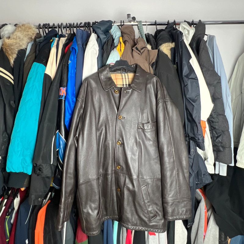 leather coat Burberrys 54 L brown
