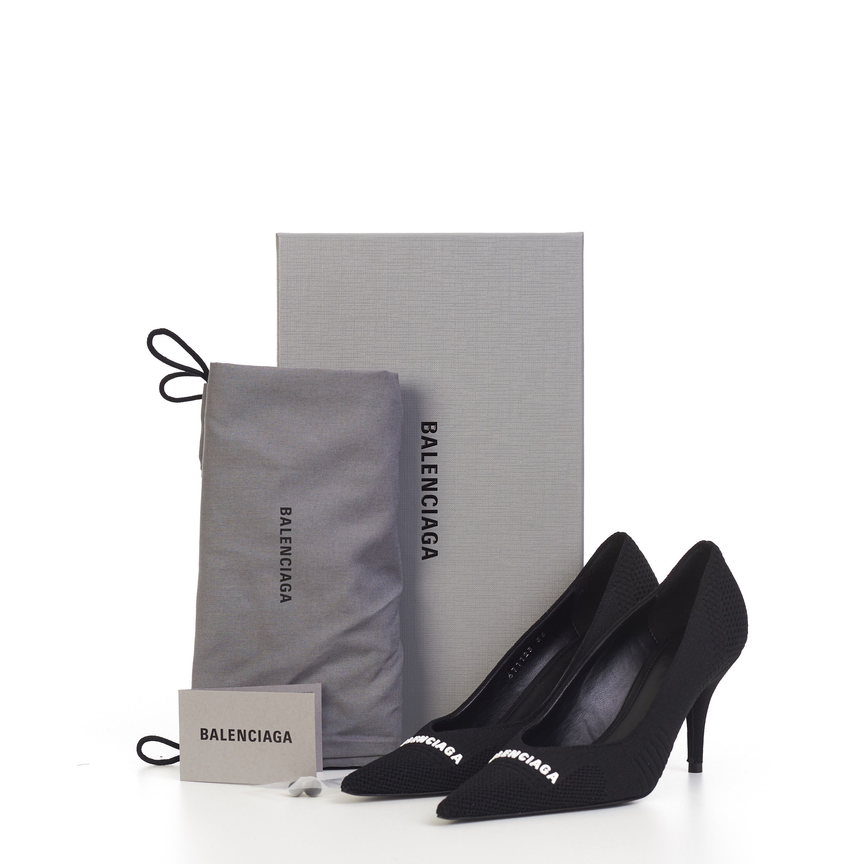 Balenciaga Knife Pumps In Black Textured Knit with Balenciaga logo Size US 6 / IT 36 - 12 Thumbnail