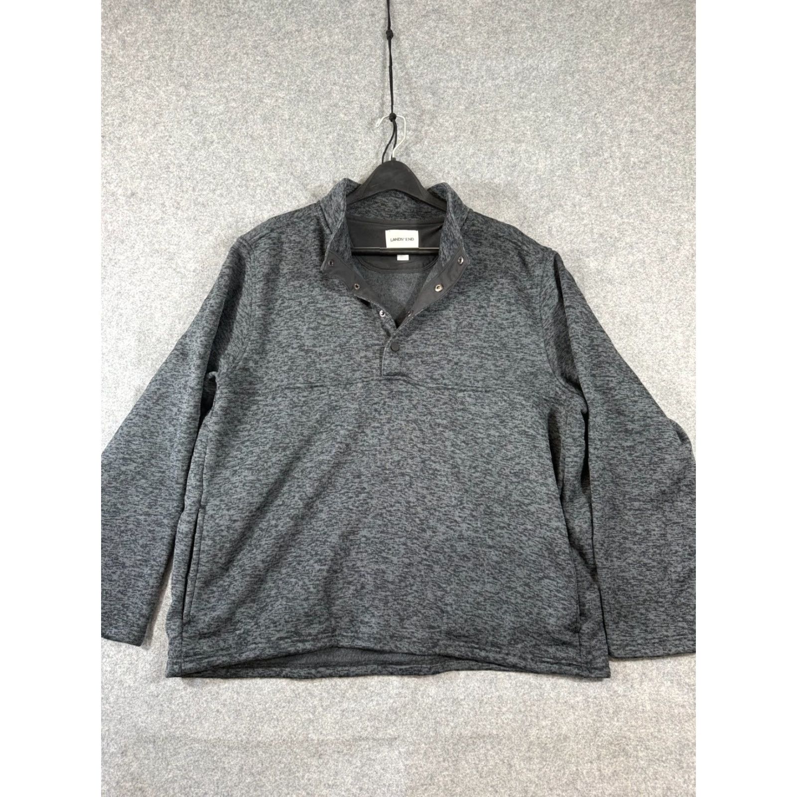 Lands' End Lands' End Sweater Mens 2XL Heather Gray Fleece Snap Mock Neck Pullover shirt Pullover Mens 2XL Gray Black Friday 90s? Size US XXL / EU 58 / 5 - 3 Thumbnail