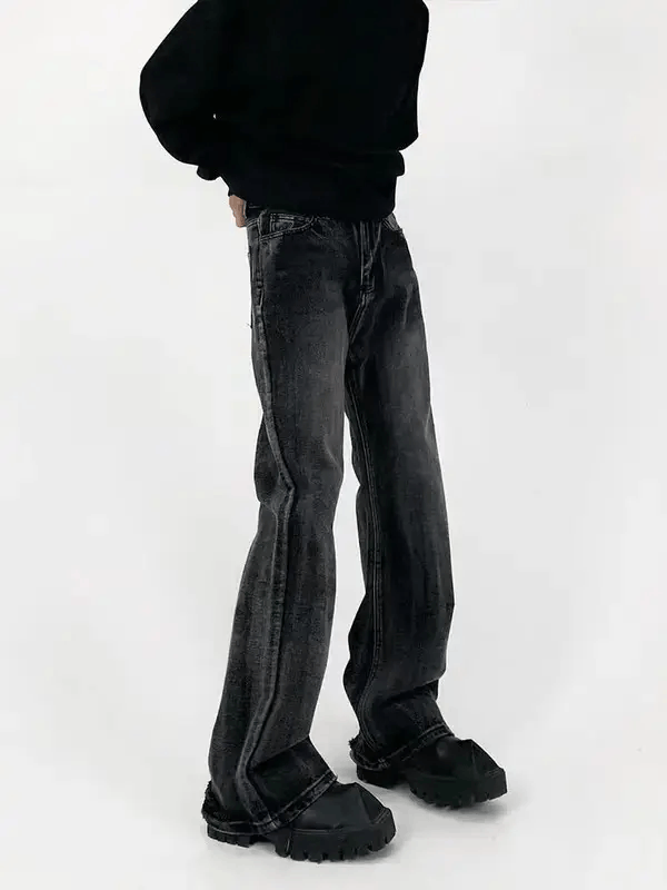 Vintage Washed Black Micro Flare Jeans