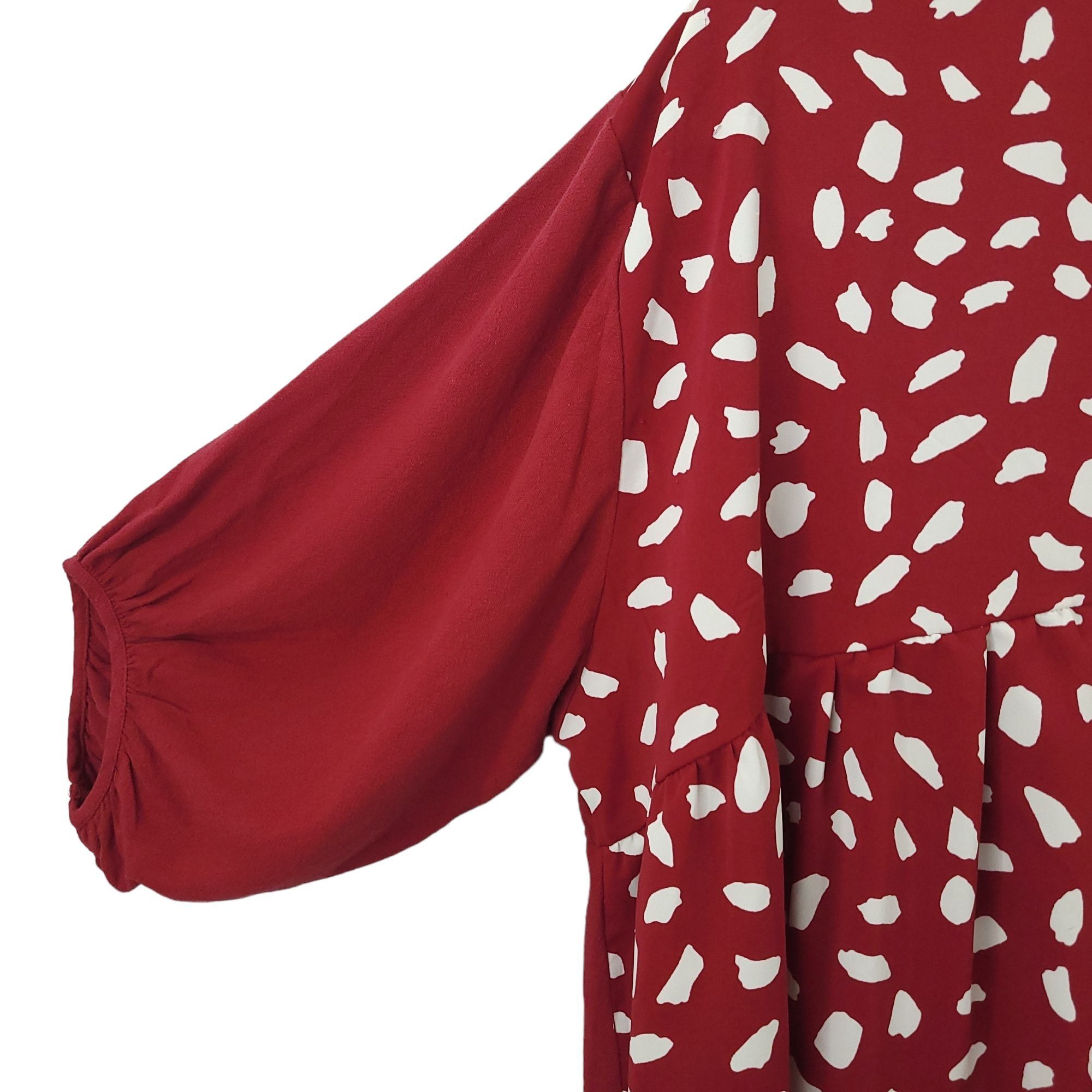 Other Umgee Burgundy Babydoll Tunic Top L Dalmatian Print Collar Size L / US 10 / IT 46 - 9 Thumbnail