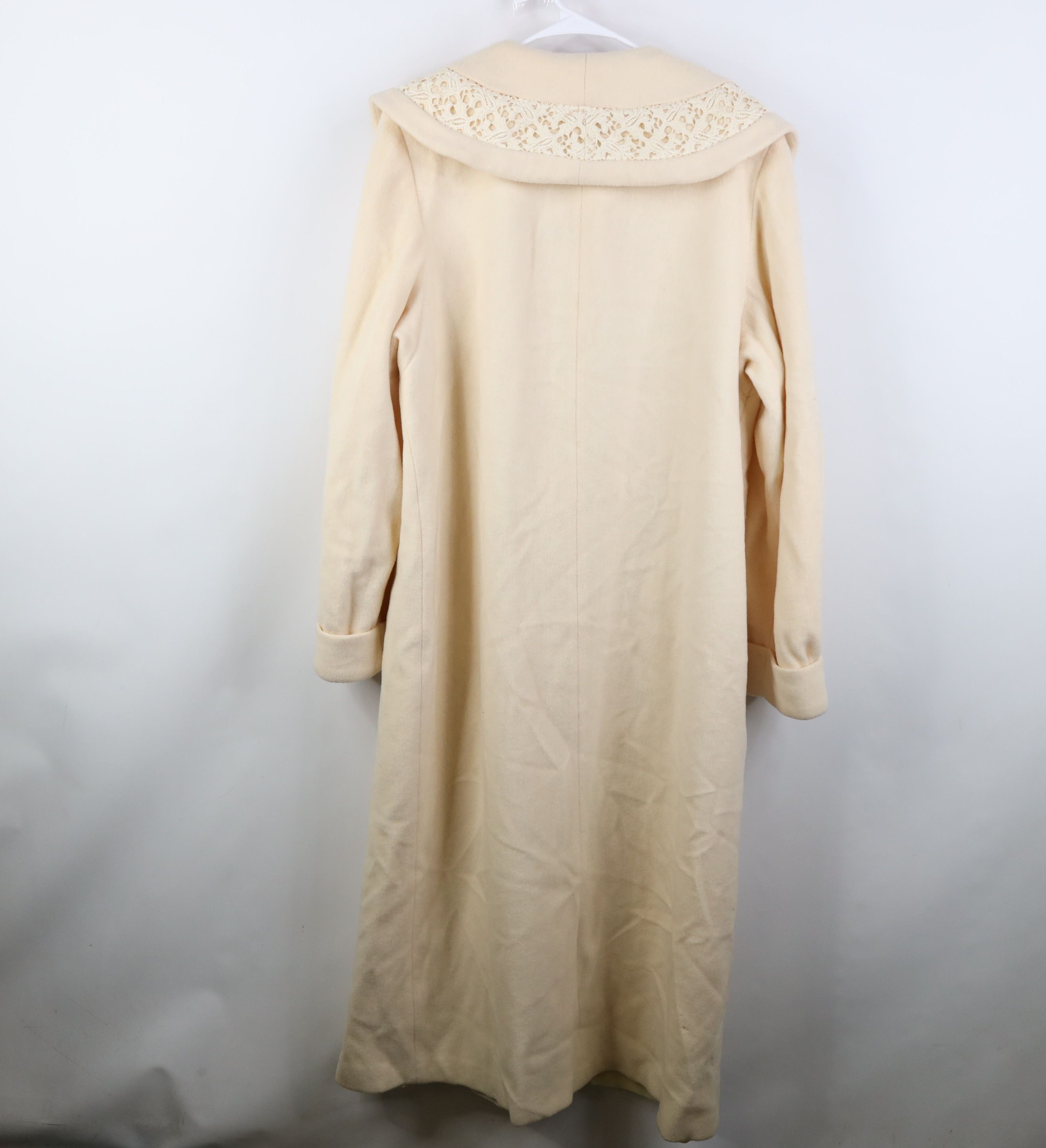 Vintage Vintage 90s Streetwear Lace Shawl Overcoat Jacket Cream USA Size XXL / US 16-18 / IT 52-54 - 12 Thumbnail