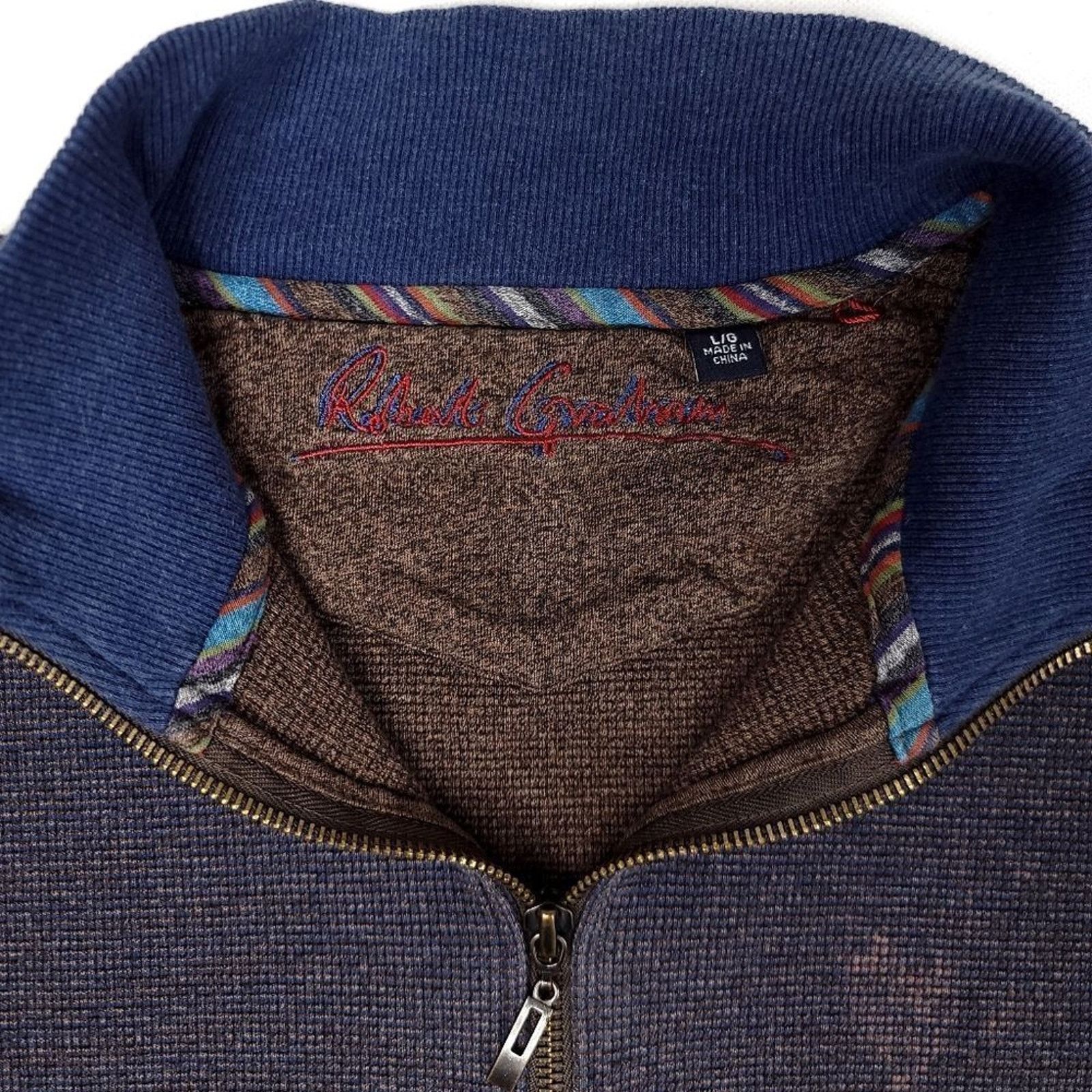 Robert Graham Robert Graham 1/4 Zip Long Sleeve Sweater Mens Large Cotton Size US L / EU 52-54 / 3 - 4 Thumbnail