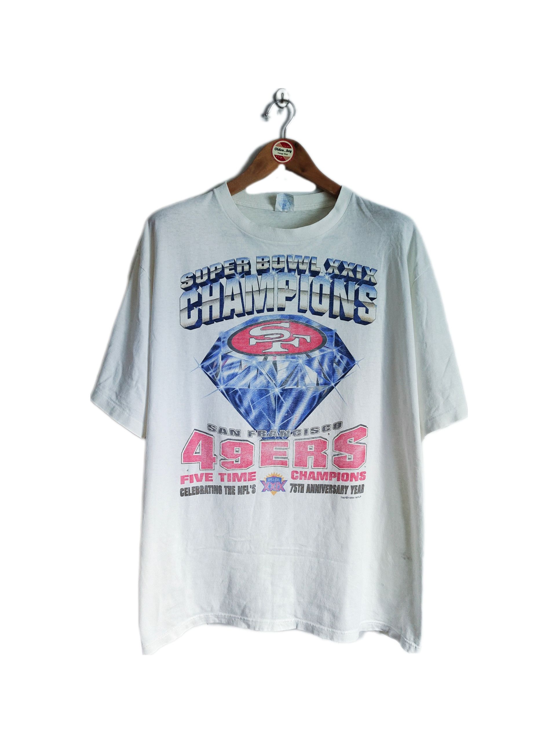 Vintage Vintage San Francisco 49ers 5 time Champion 90's T-shirt Size US XL / EU 56 / 4 - 1 Thumbnail