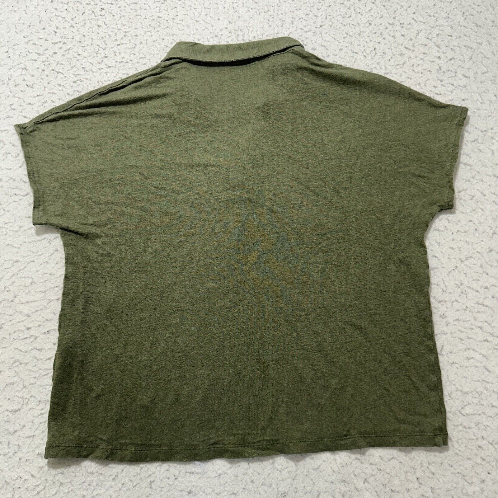 Chicos Chico's 1 Medium Olive Green Pure Linen Collared Polo Shirt Size M / US 6-8 / IT 42-44 - 10 Thumbnail