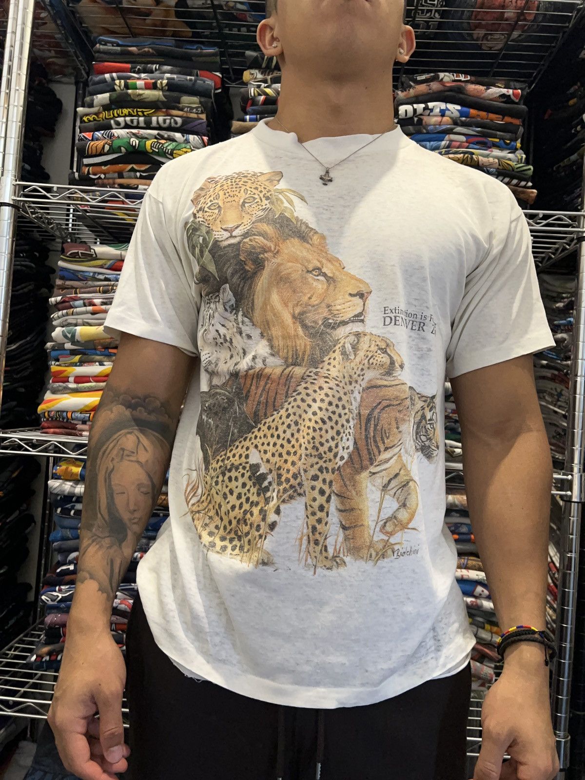 Habitat 1989 Extinction Is Forever Zoo Nature Biolchini 80s Cats Tee Size US L / EU 52-54 / 3 - 2 Thumbnail