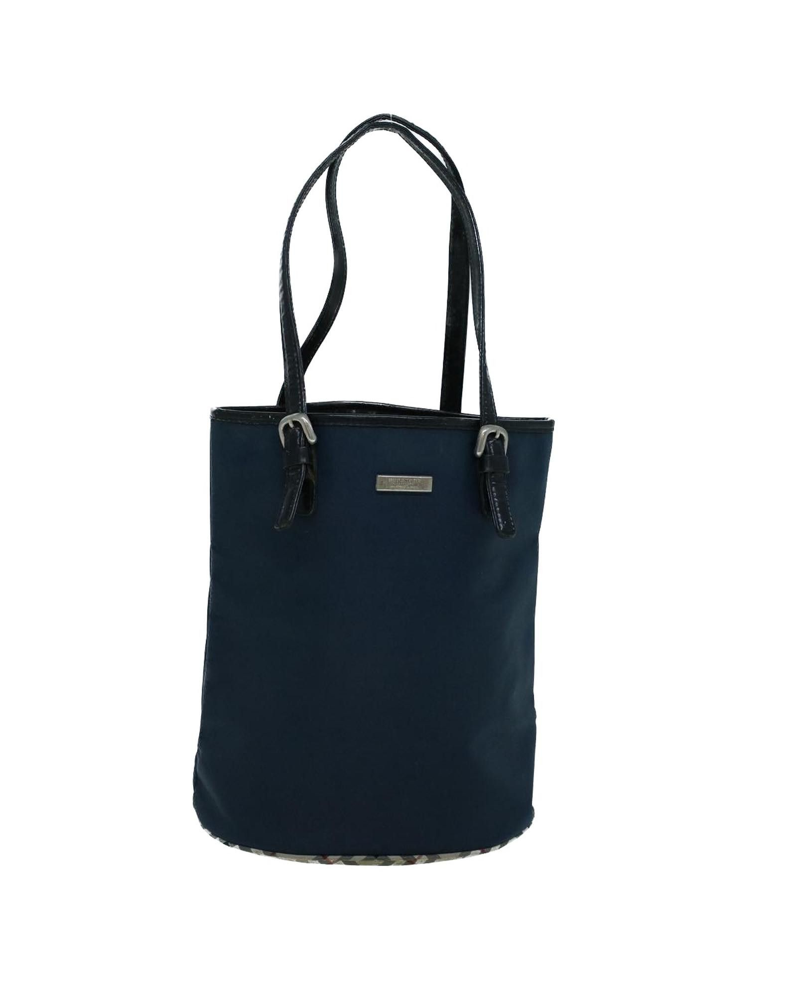 image of Burberry Navy Beige Nylon Shoulder Bag, Women's