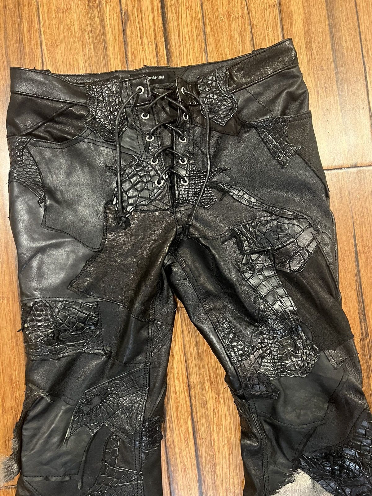Yasuyuki Ishii Yasuyuki Ishii “Destroy” Leather Fur Variation Flared Jeans Size US 34 / EU 50 - 6 Thumbnail