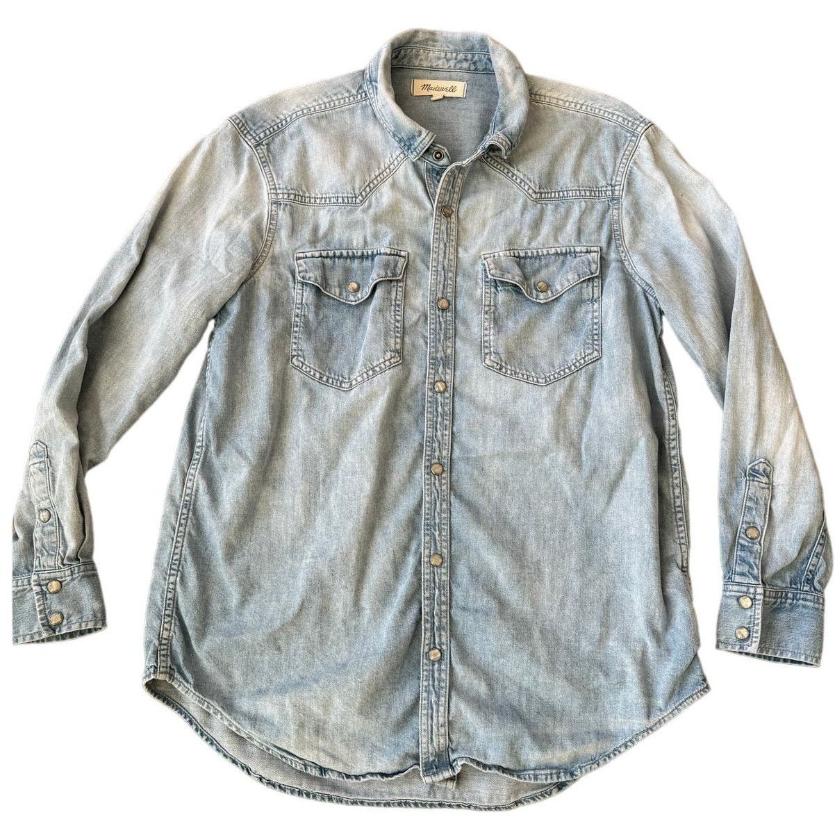 Madewell Madewell Light Blue Denim Snap-Button Western Boho Boy Shirt Size S / US 4 / IT 40 - 1 Thumbnail