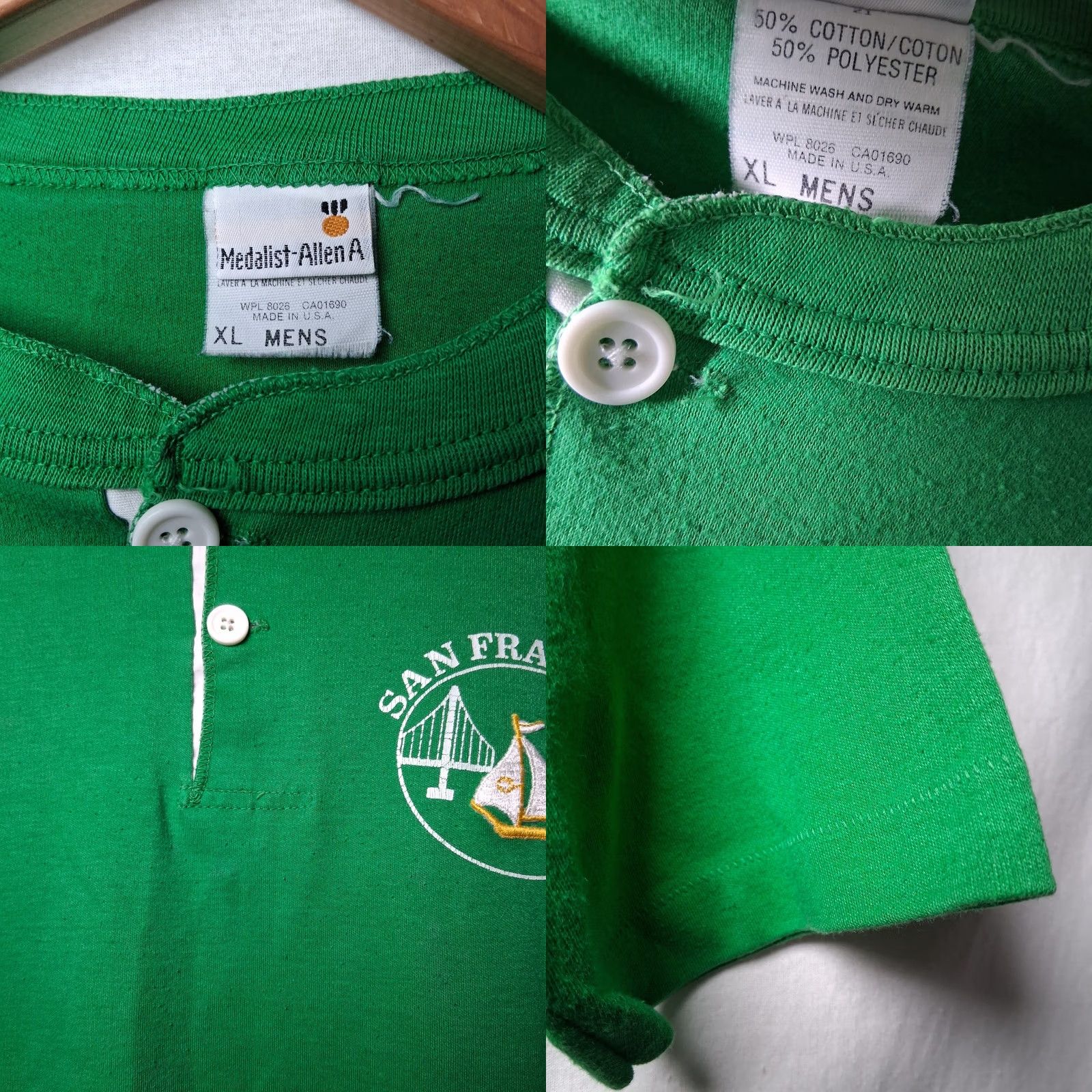 Vintage VINTAGE Medalist-Allen A San Francisco California Henley Shirt XL Slim Single Stitch Green Men Shirt Girls? Size US XL / EU 56 / 4 - 8 Thumbnail