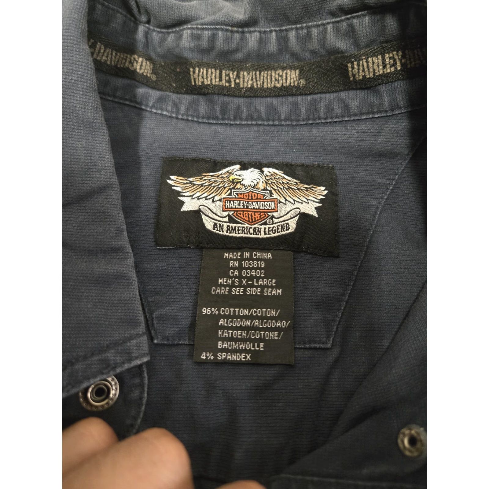 Harley Davidson VINTAGE? No—Harley-Davidson Shirt Mens XL Navy Blue Long Sleeve Button Up Cotton Workwear Size US XL / EU 56 / 4 - 6 Thumbnail