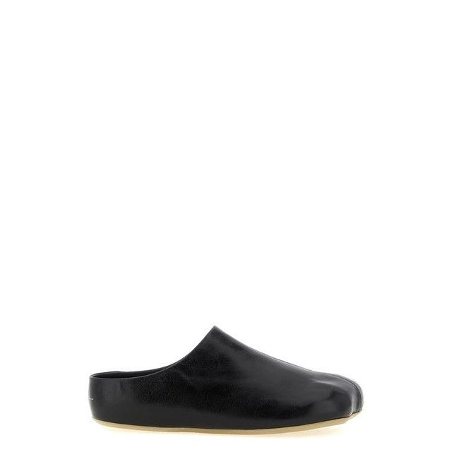MM6 MAISON MARGIELA Factory Black Leather Sabots New & Authe
