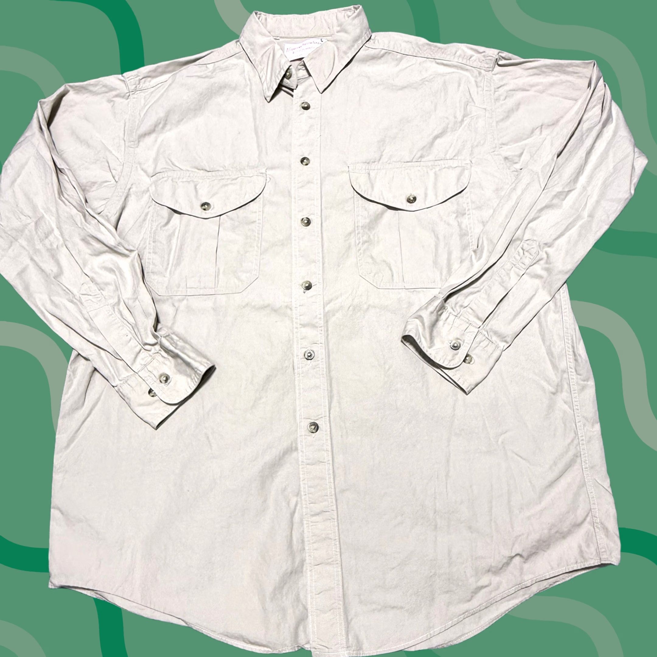 Filson VINTAGE Filson Shirt L Tan Khaki Twill Double Pocket Field Workshirt Casual 80s 90s Mens Size US L / EU 52-54 / 3 - 1 Thumbnail