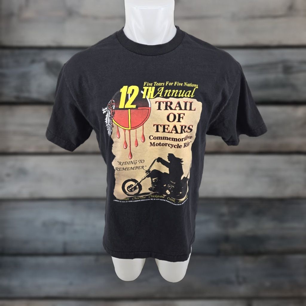 Vintage Trail of Tears 2005 12th Annual Commemorative Motorcycle Ride Black T Shirt Sz L Mens Shirt Size US L / EU 52-54 / 3 - 1 Thumbnail