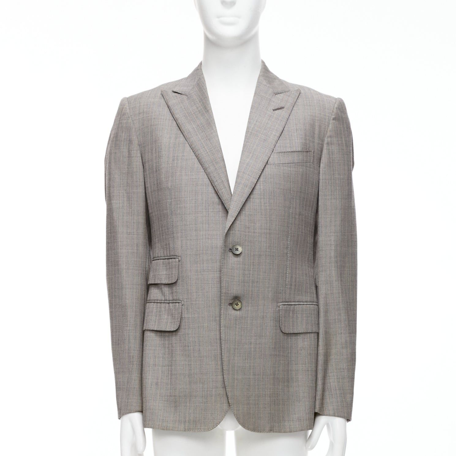 Gucci GUCCI 100% wool grey red checkered pocketed boxy long sleeve blazer IT50 L Size 50R - 1 Thumbnail