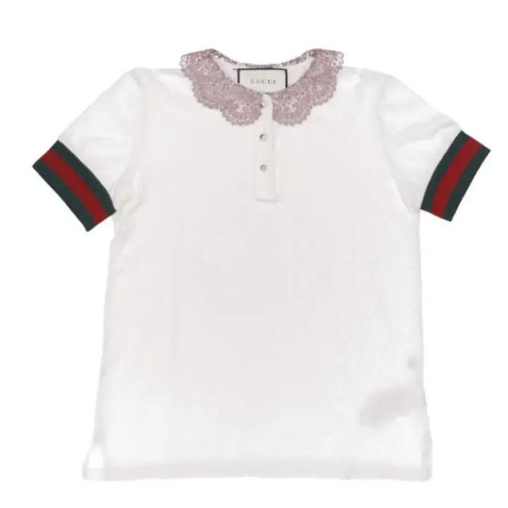 Gucci Gucci Gucci Striped Short Sleeve Polo with Lace Collar -25 Size US S / EU 44-46 / 1 - 1 Thumbnail