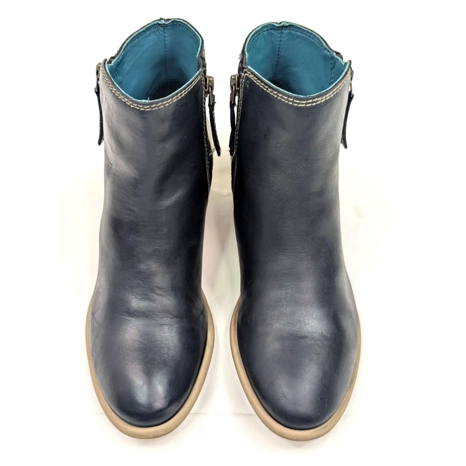 ROA ROAN by Bedstu Liz Leather Ankle Boots Women 6 Hunter Black Green Heel Booties Zip Block Heel Casual Dress Size US 6 / IT 36 - 4 Thumbnail