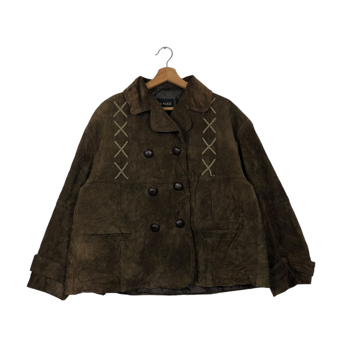 Japanese Brand 🔥VINTAGE SUEDE LEATHER JACKET MISS ALICE ISSEY MIYAKE Size L / US 10 / IT 46 - 3 Thumbnail