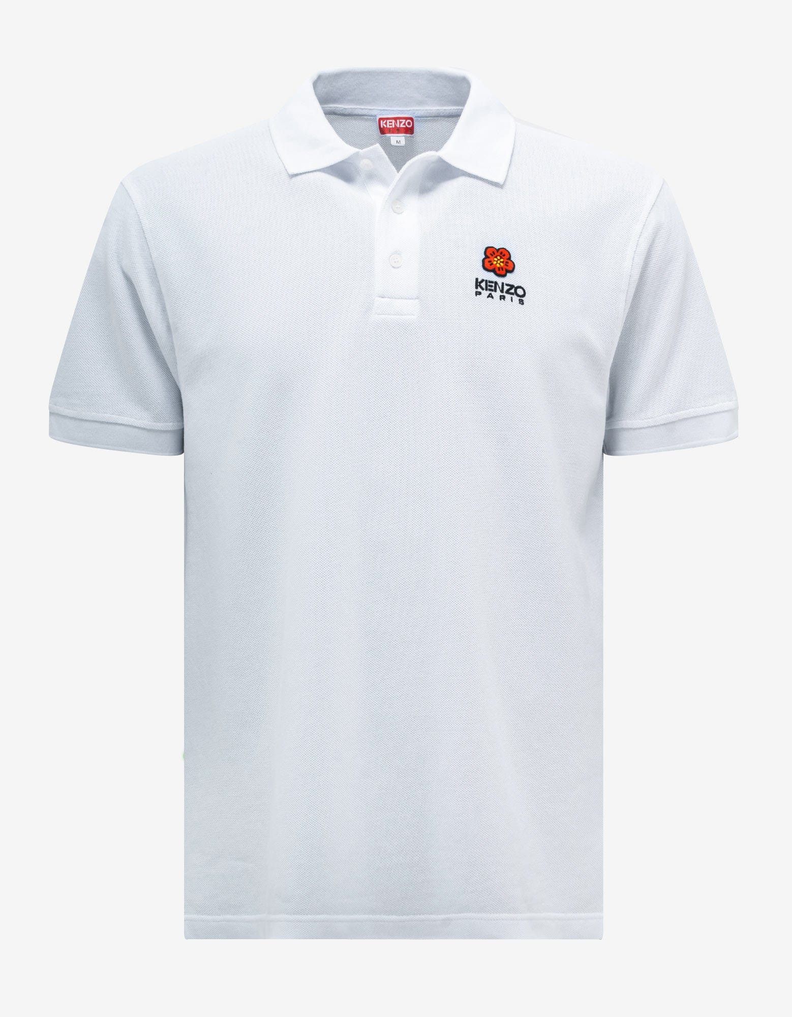 image of Kenzo White 'boke Flower' Crest Polo T-Shirt, Men's (Size Small)