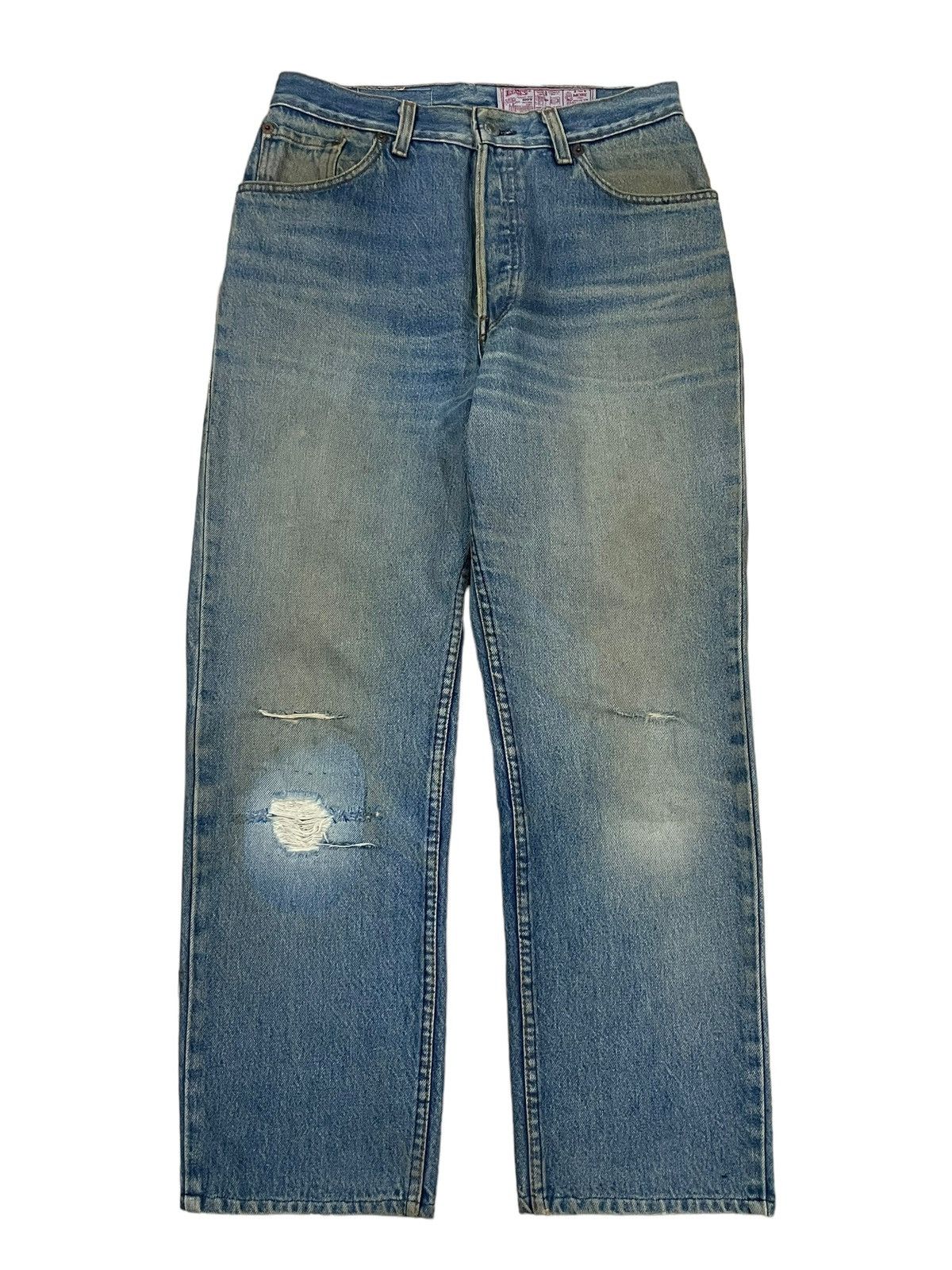 Levi's Vintage 80s Levi’s Button Fly Distressed Blue Wash Mom Jeans Size 28" / US 6 / IT 42 - 1 Thumbnail