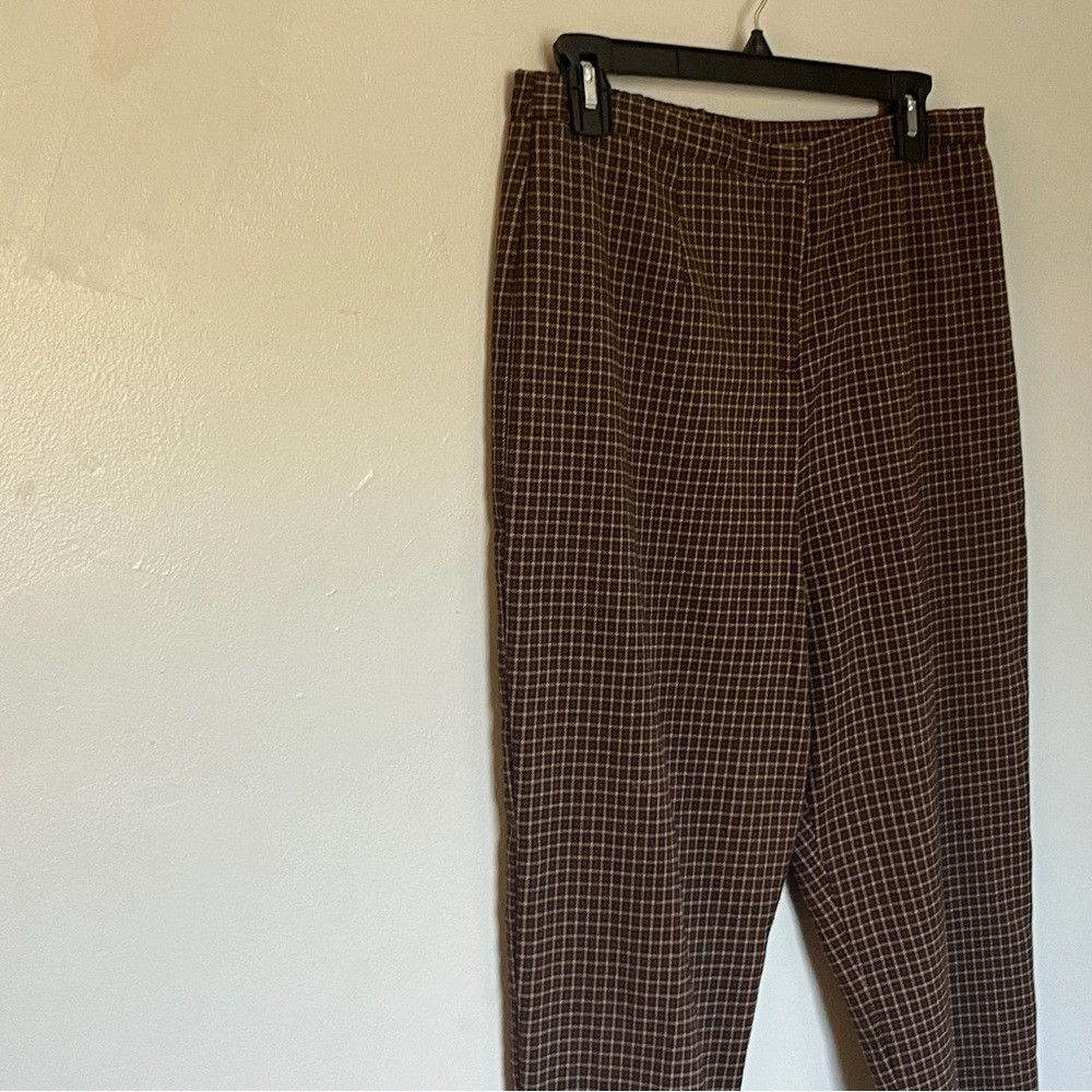 Designer Vintage Women's Plaid Relaxed Fit Pants Brown Medium 10 Size 30" / US 8 / IT 44 - 3 Thumbnail