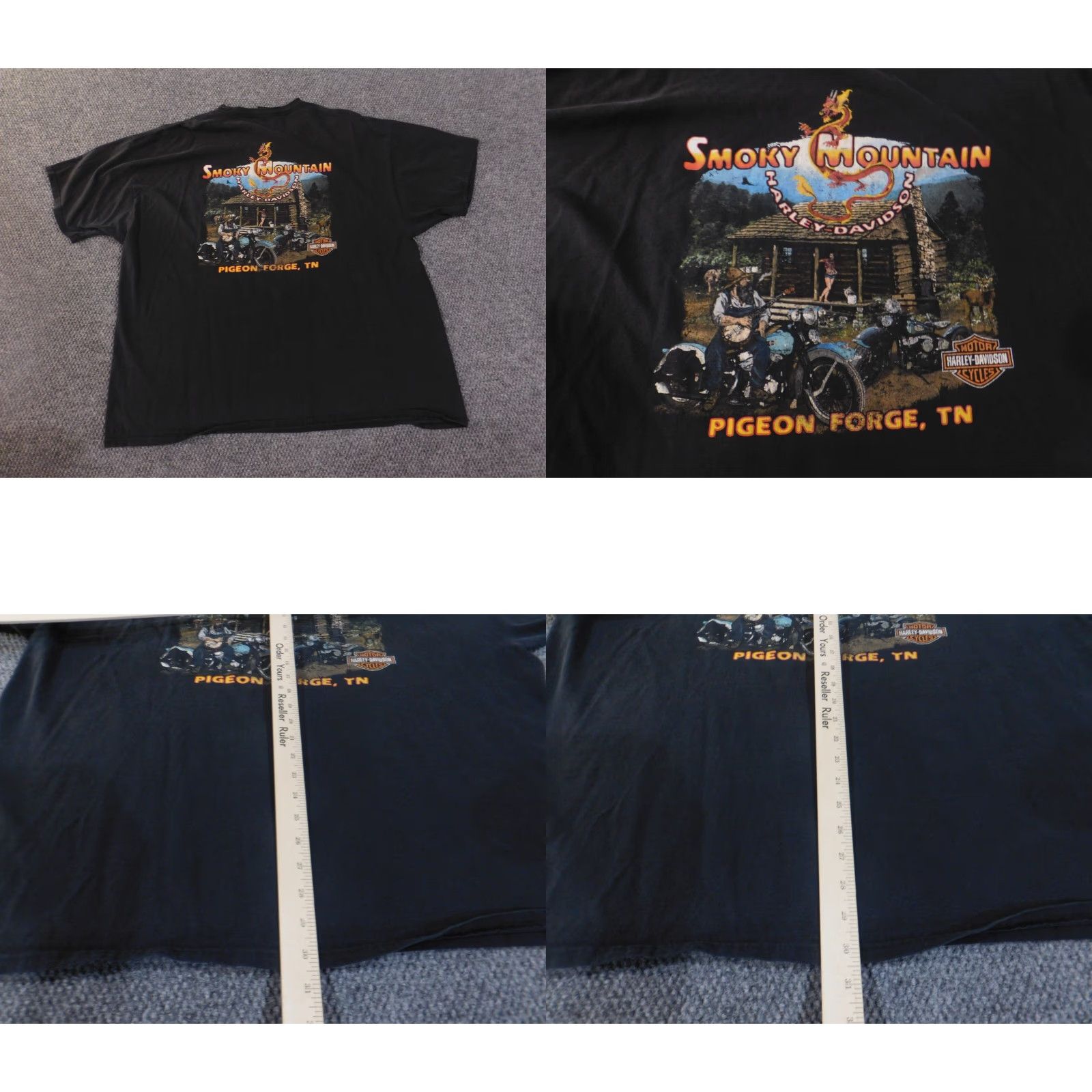 Harley Davidson Harley-Davidson Shirt Mens 3XL Black Smoky Pigeon Forge Tennessee Biker Logo T-Shirt Crew Neck Short Sleeve Cotton Blend Polyester Regular Size US XXL / EU 58 / 5 - 9 Thumbnail