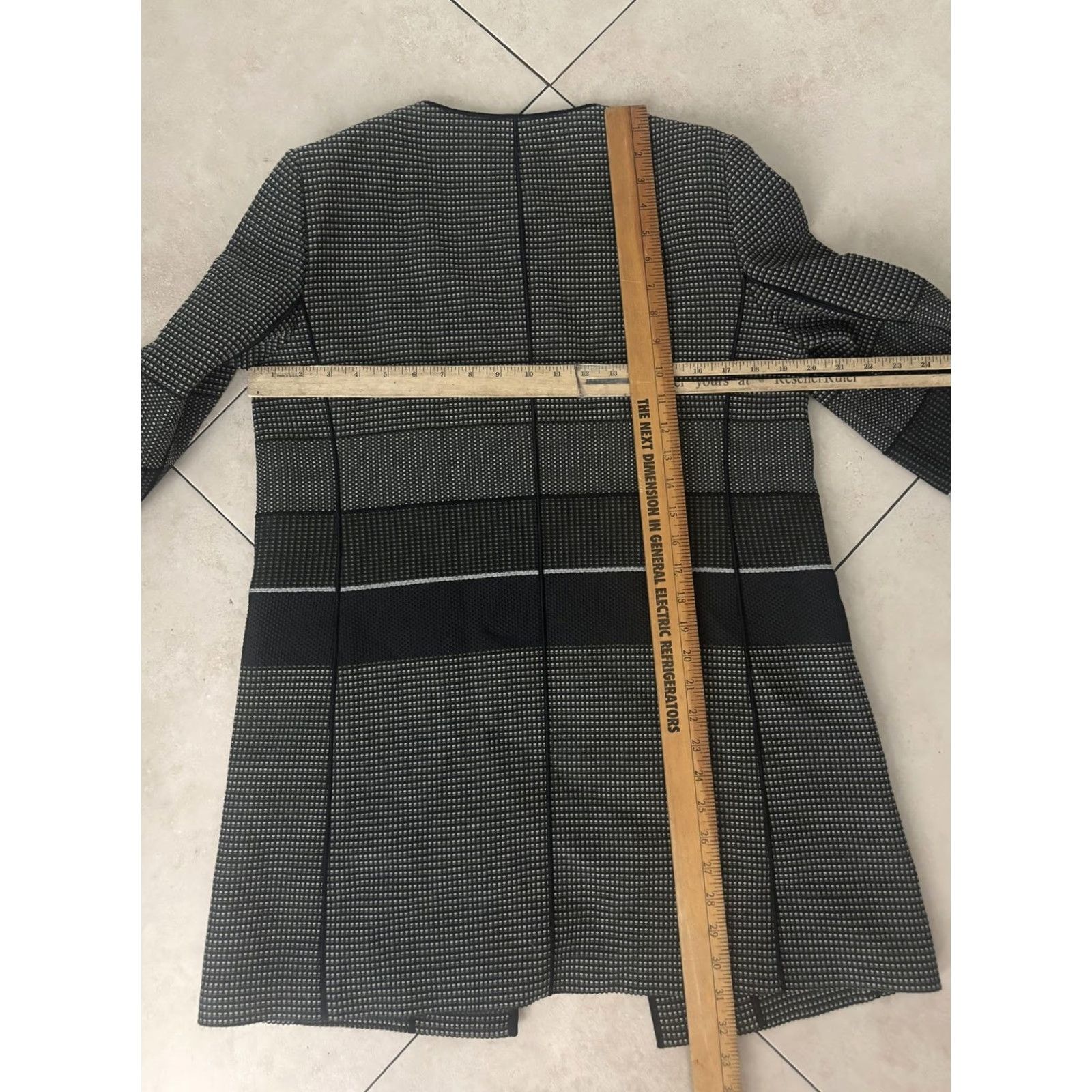 Vintage Lafayette 148 New York Blazer Womens 8 Gray Black Check Collarless Open Front Tailored Jacket Workwear Size M / US 6-8 / IT 42-44 - 6 Thumbnail