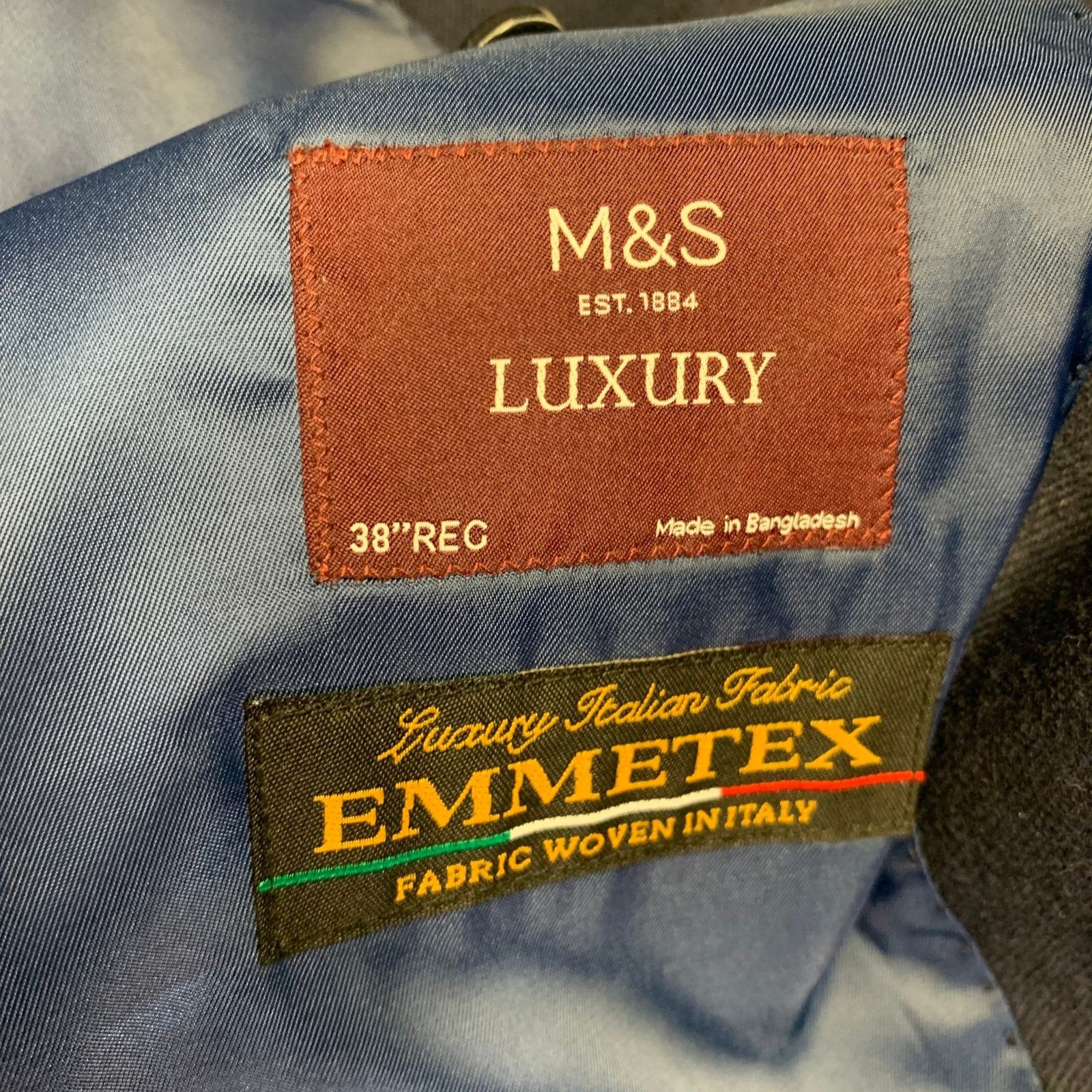 Other Size 38 Navy Twill Wool Blend Notch Lapel Sport Coat Size 38R - 9 Thumbnail