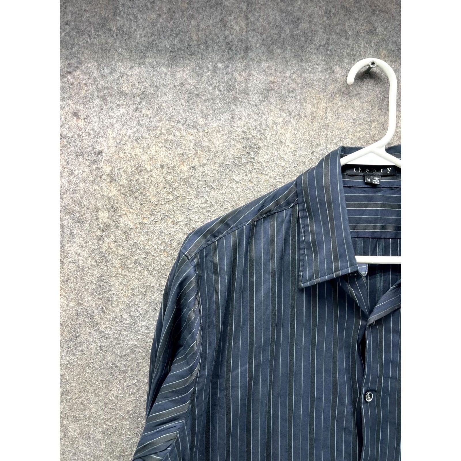 Theory Theory Dress Shirt Mens M Blue Pinstripe Long Sleeve Button Front Vintage Size 40R - 6 Thumbnail