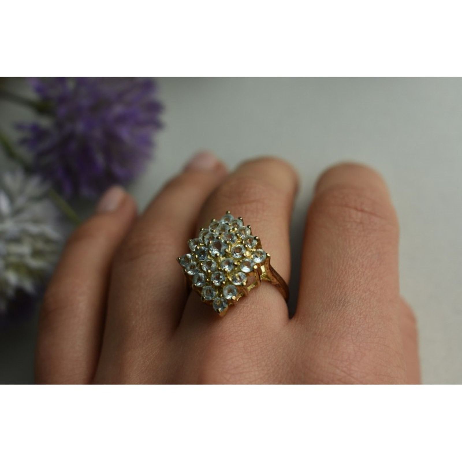 Jewelry 925 STERLING SILVER GOLD PLATED BLUE SPINEL RING SIZE 8 Size ONE SIZE - 3 Thumbnail