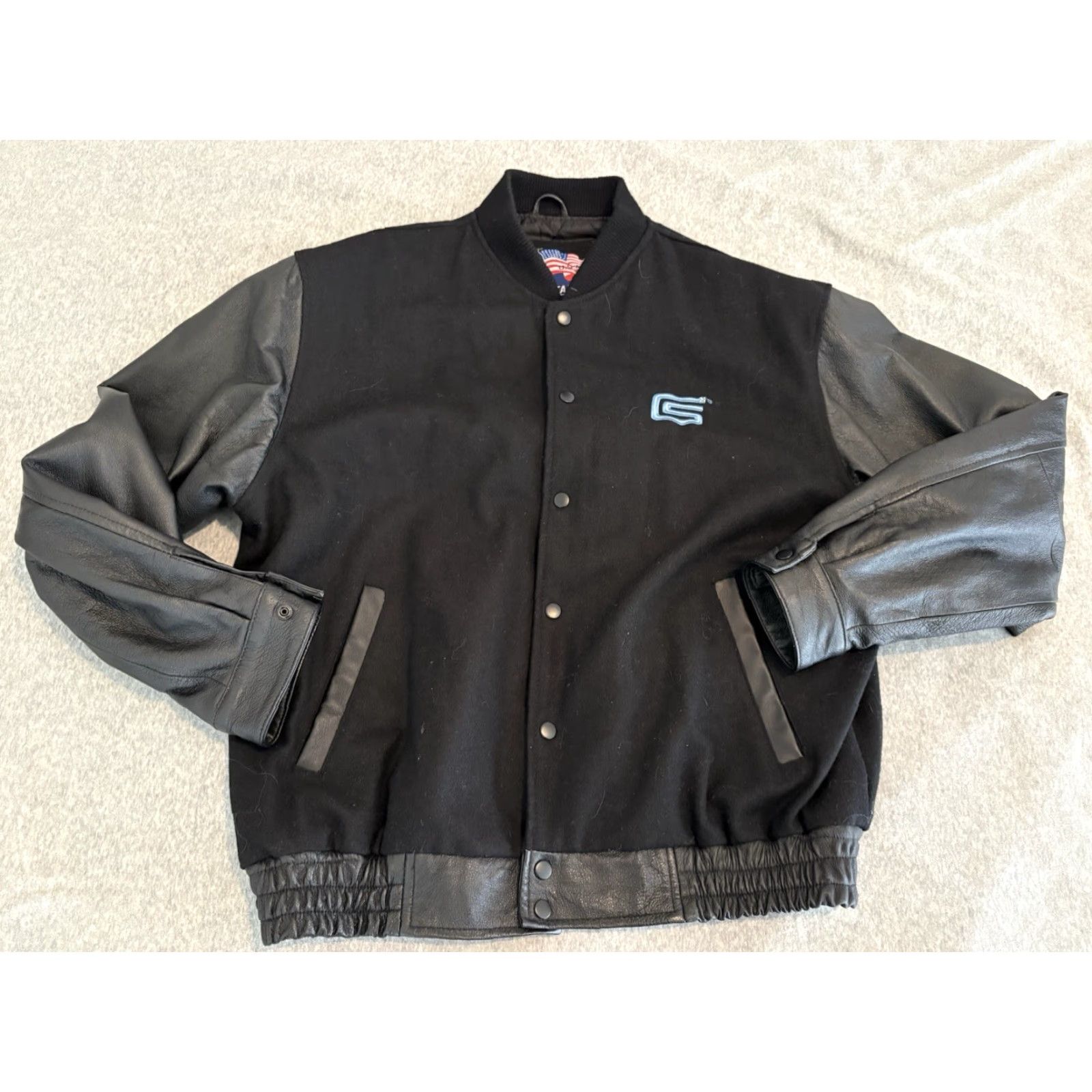 Vintage Shelby Black Wool Leather Jacket XL Men Size US XL / EU 56 / 4 - 3 Thumbnail