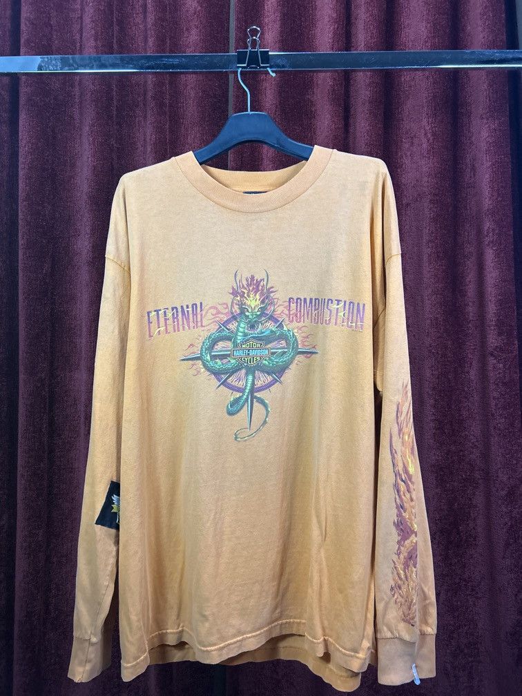 Harley Davidson y2kVintage Harley Davidson long sleeve Flame Size XL Orange Size US XL / EU 56 / 4 - 1 Thumbnail