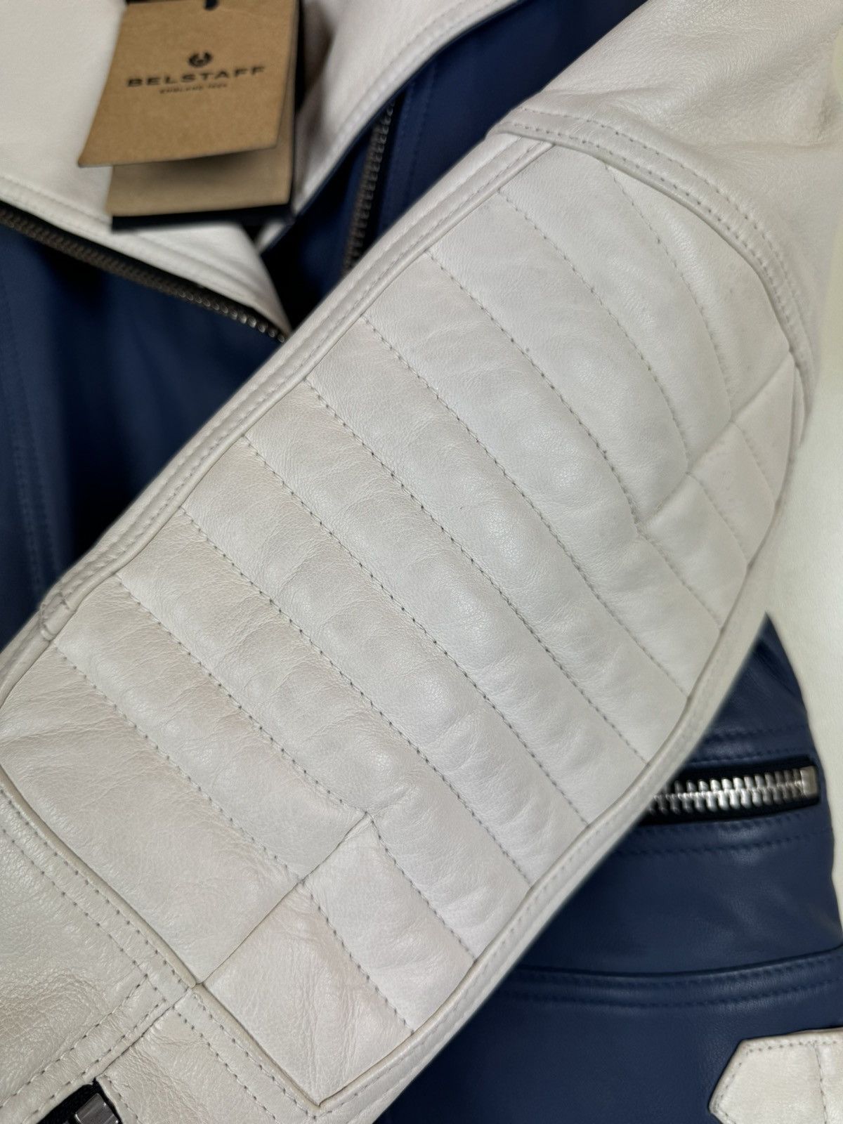 Belstaff Belstaff Devyn Bicolor blue white leather biker jacket RARE Size S / US 4 / IT 40 - 11 Thumbnail