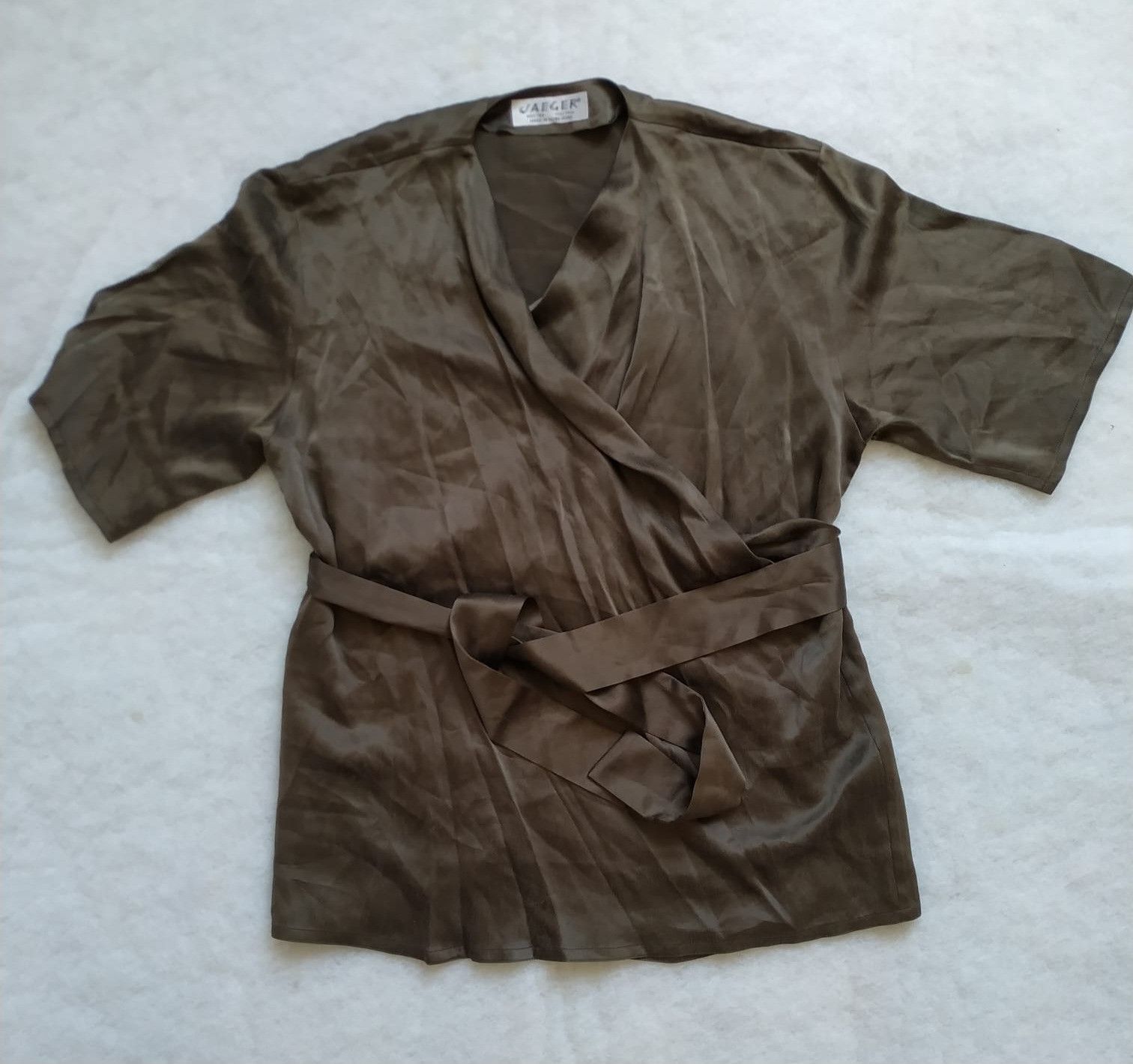 Jaeger Jaeger silk kimono blouse green khaki Size M / US 6-8 / IT 42-44 - 6 Thumbnail