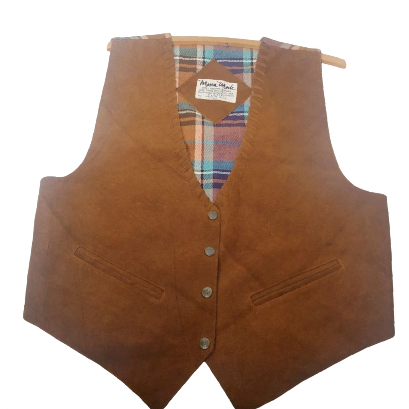 Vintage VINTAGE Mona Mode Leather Vest Men Large Rust Brown Snap Up Western Retro Size US L / EU 52-54 / 3 - 2 Thumbnail